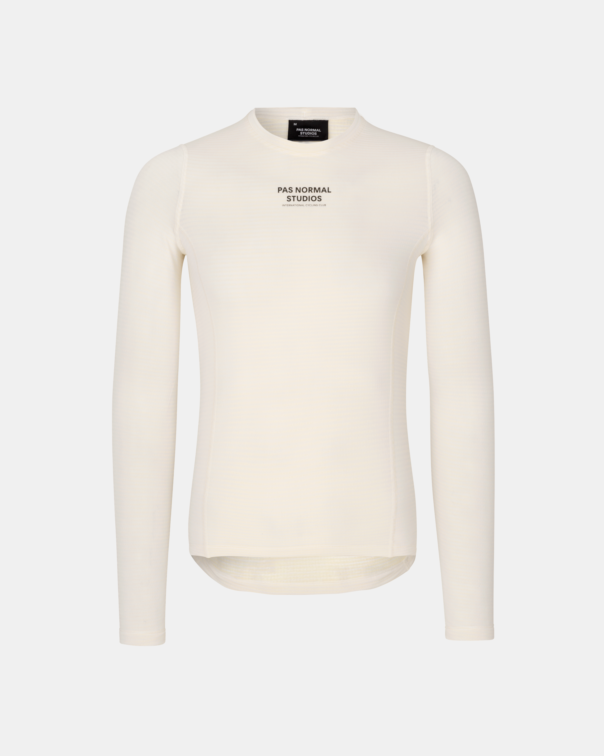 Off White Thermal long sleeve base layer, front view with black chest print