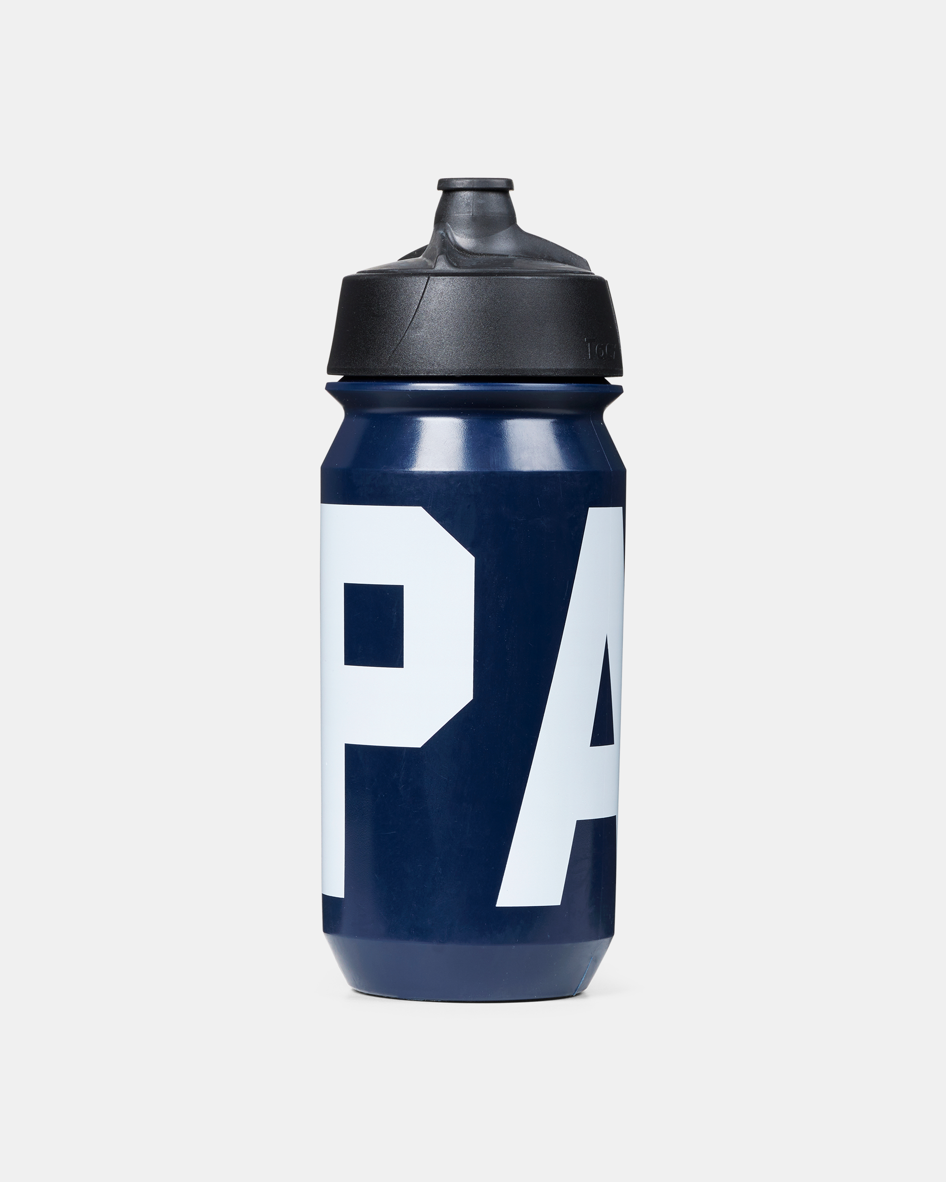 Navy PAS water bottle with black cap and white PAS logo