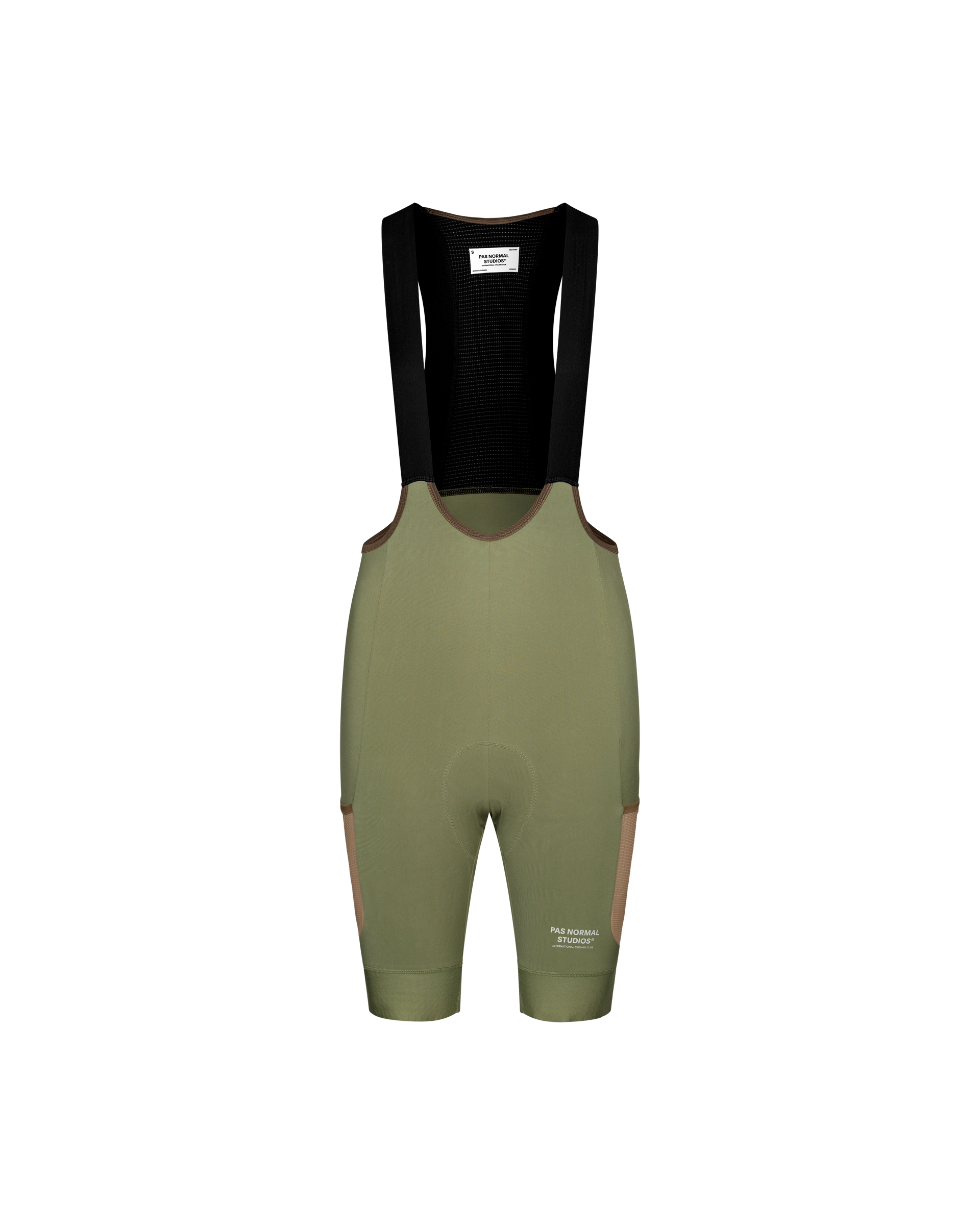 Green Essential Light Long Sleeve cycling jersey, front flat lay with black mesh bib straps