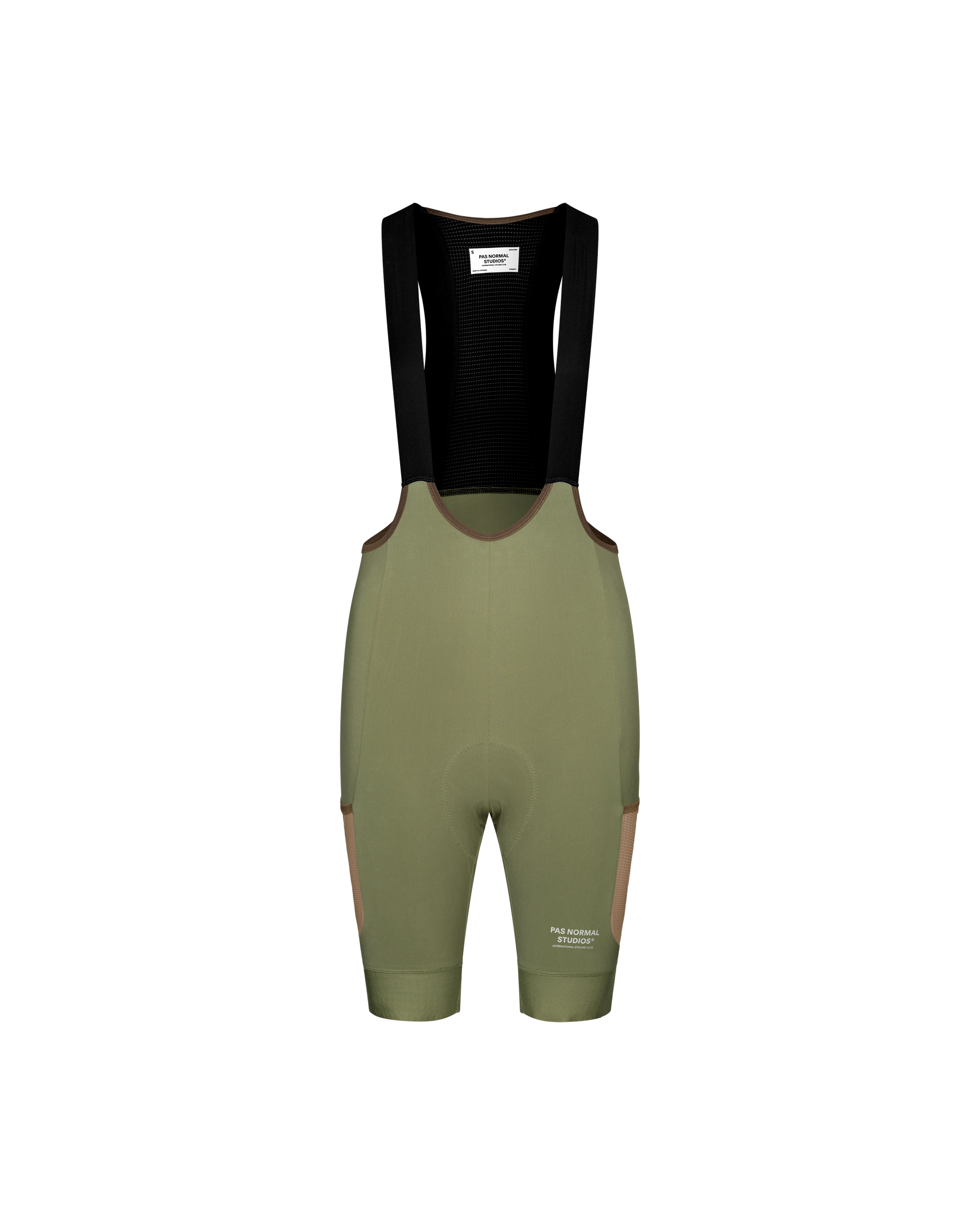 Green Essential Light Long Sleeve cycling jersey, front flat lay with black mesh bib straps