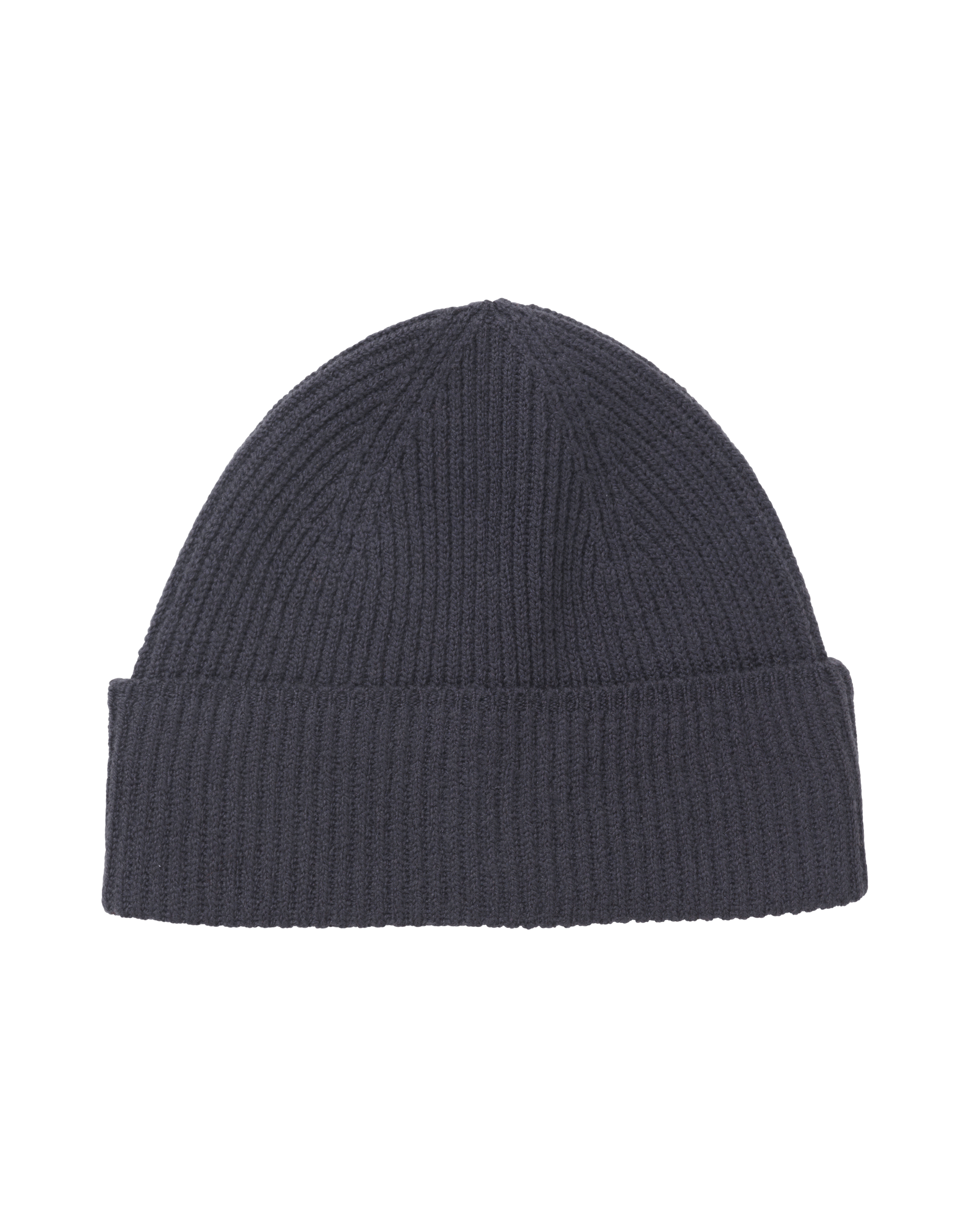 Grey Off-Race Merino Knit beanie, front view with ribbed knit texture