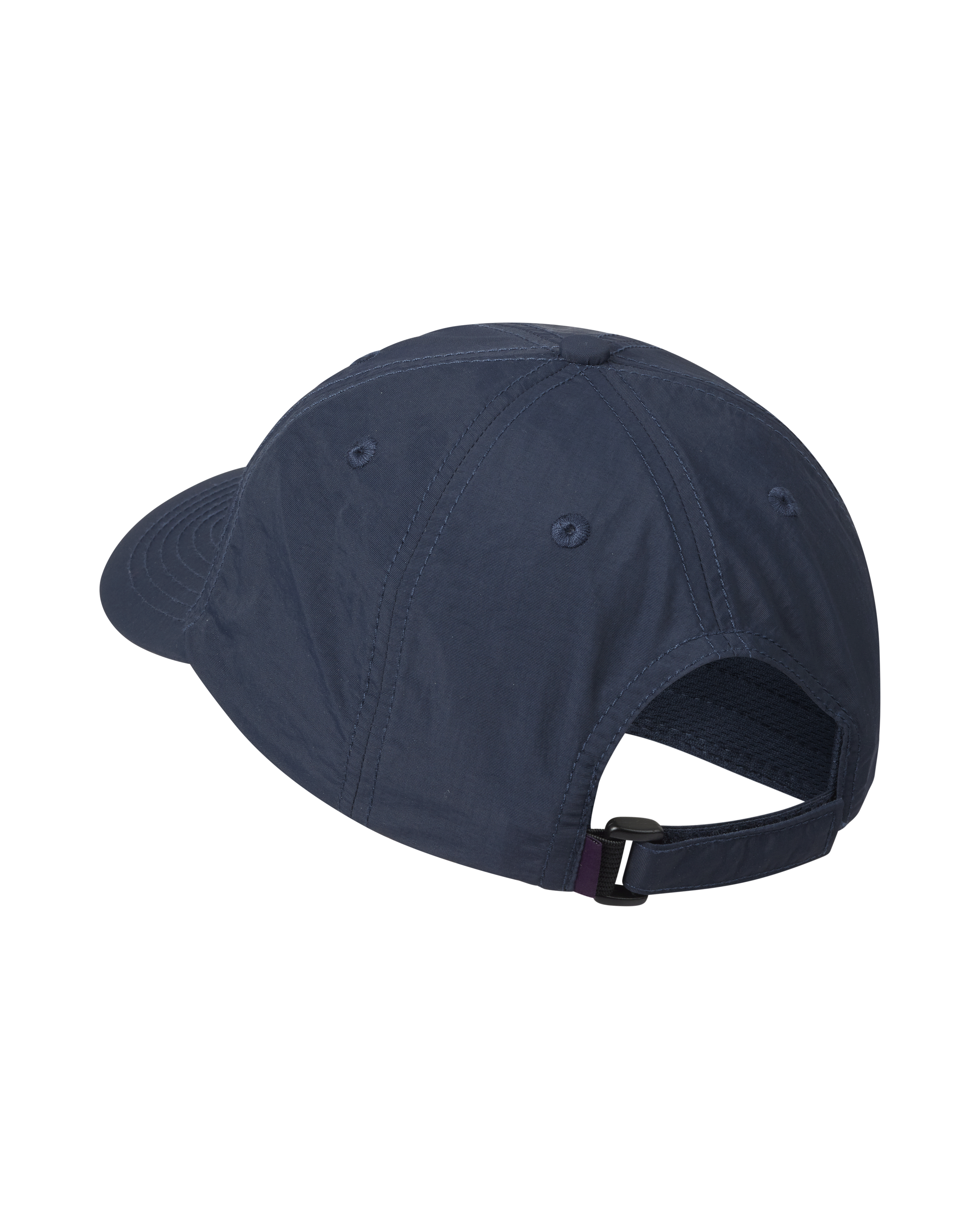 Navy Off-Race cap, rear three-quarter view with adjustable strap closure