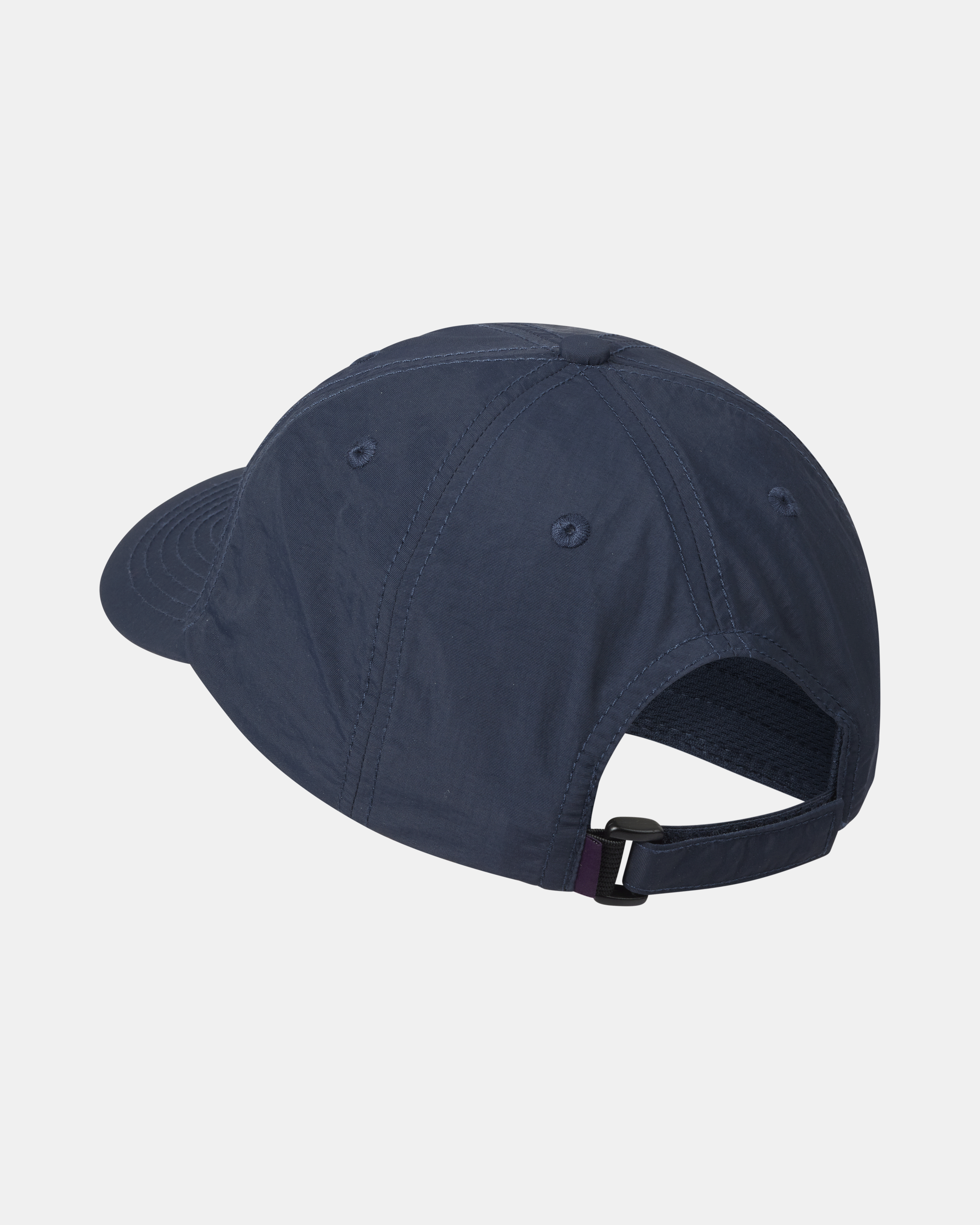 Navy Off-Race cap, rear three-quarter view with adjustable strap closure