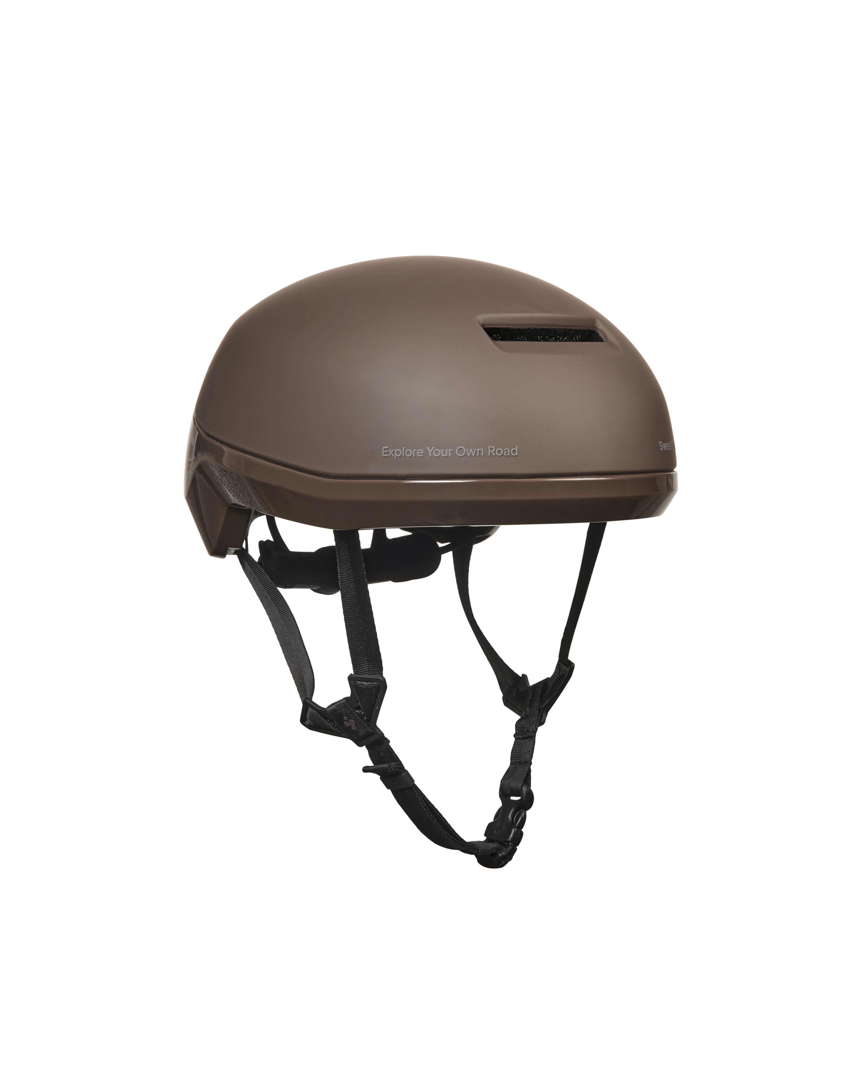Brown Commuter Mips cycling helmet, three-quarter view with top air vent