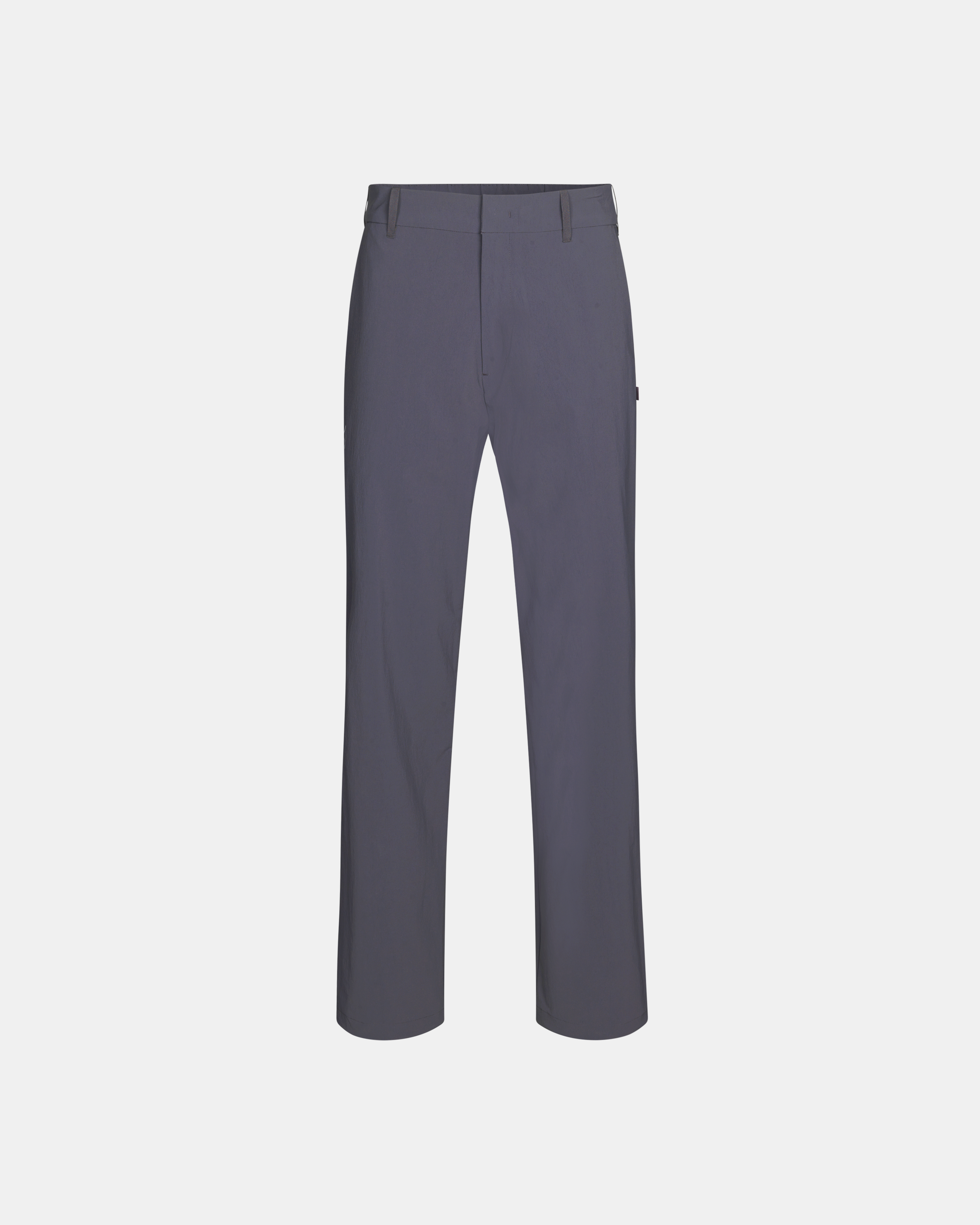 Grey Off-Race Tech pants, front flat lay with tailored fit and side pockets