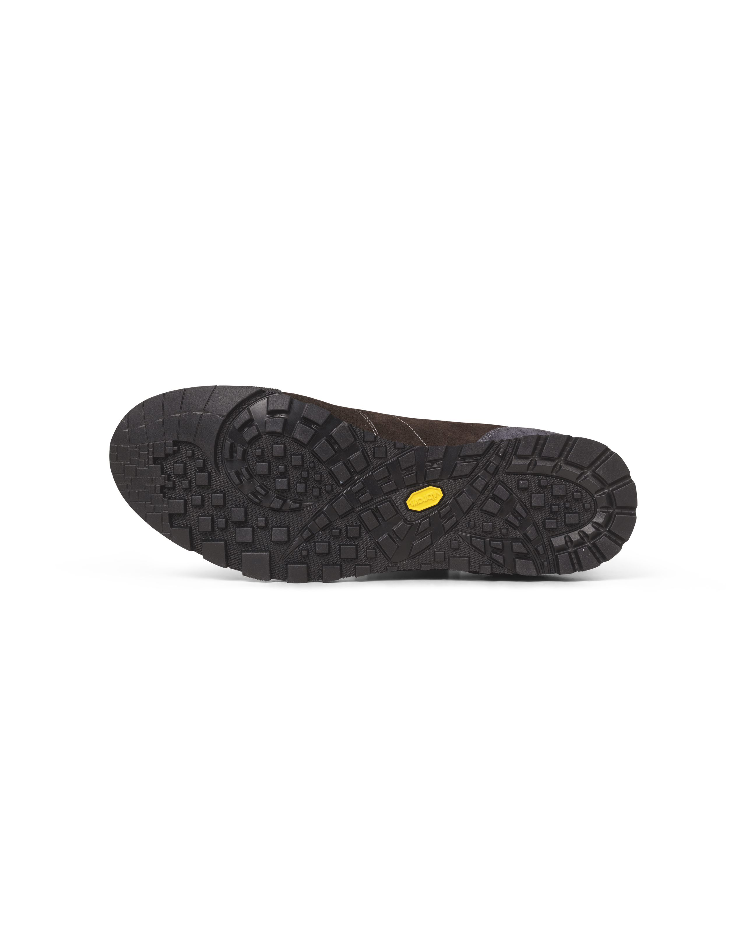 Brown DIEMME MOVIDA'92 shoe, sole view showing black tread pattern with yellow Vibram logo