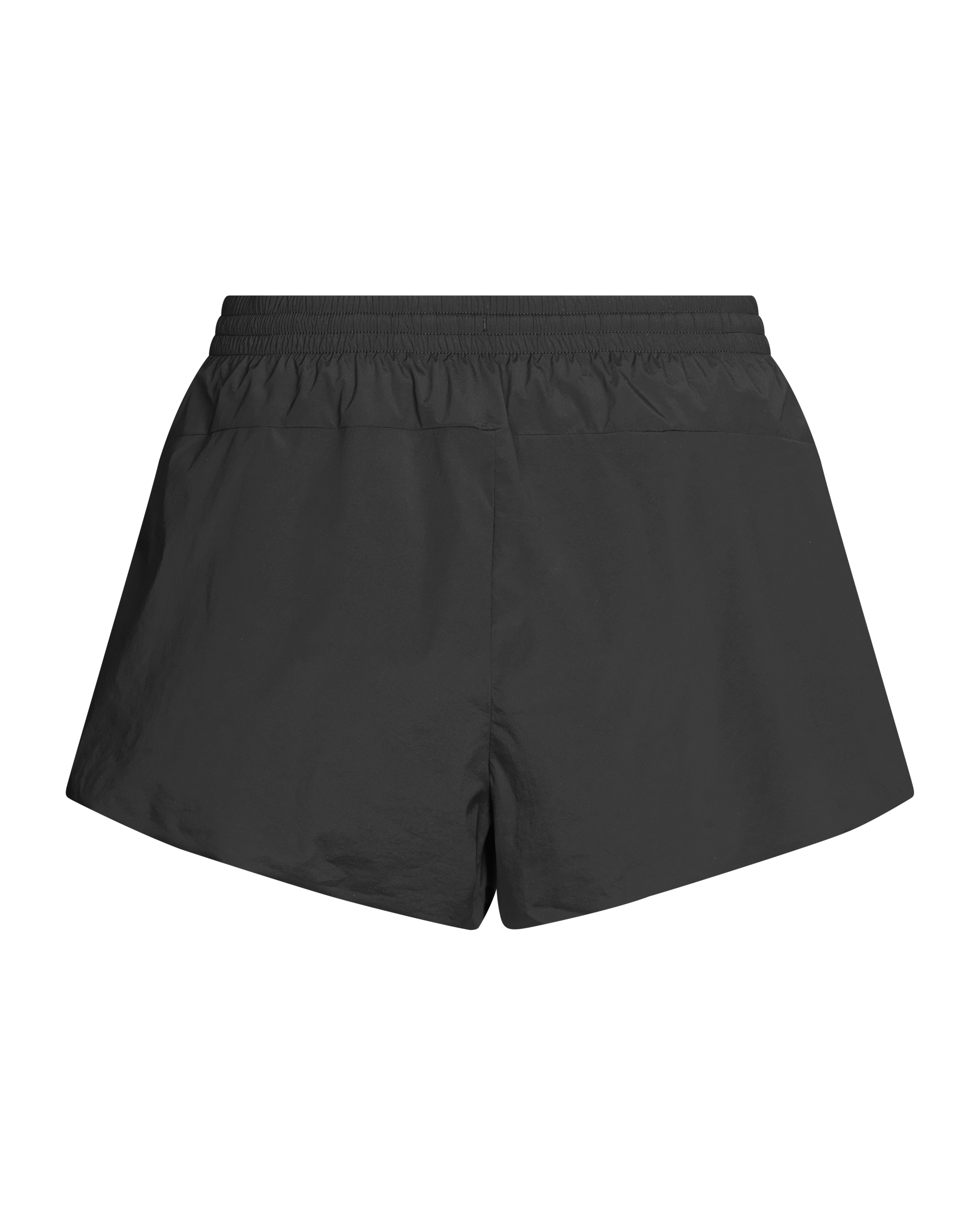 Black Balance shorts, rear flat lay with elastic waistband