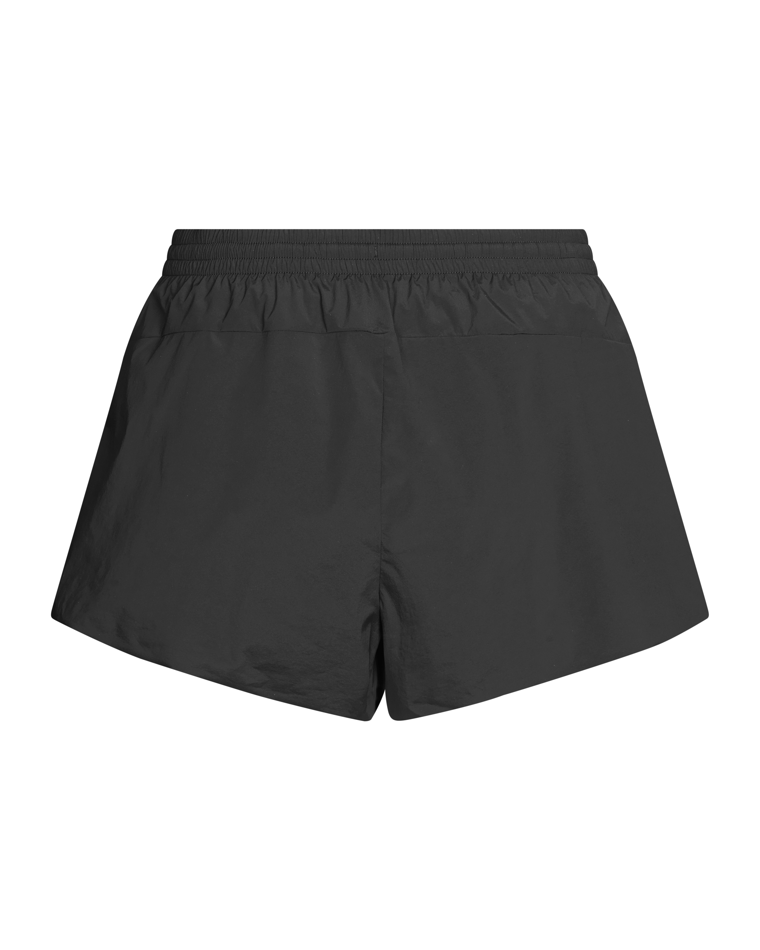 Black Balance shorts, rear flat lay with elastic waistband