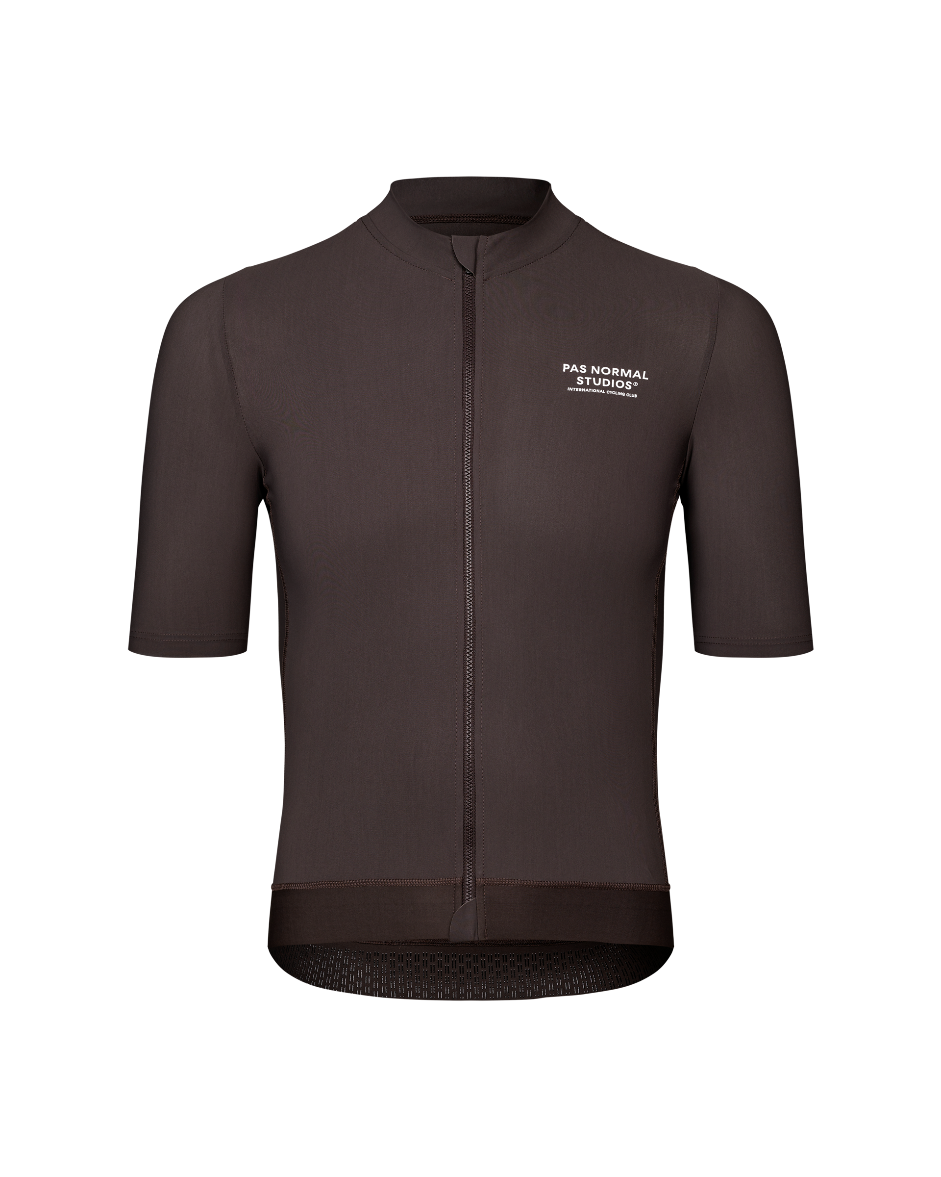 Dark Purple Essential cycling jersey, front view with white chest logo