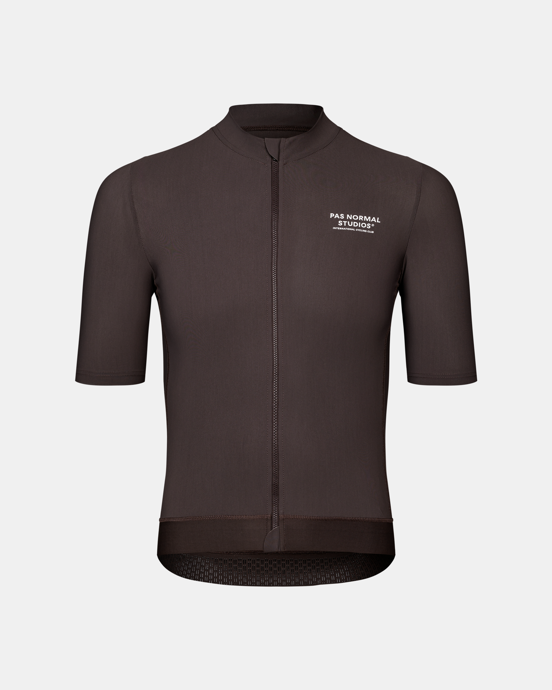 Dark Purple Essential cycling jersey, front view with white chest logo