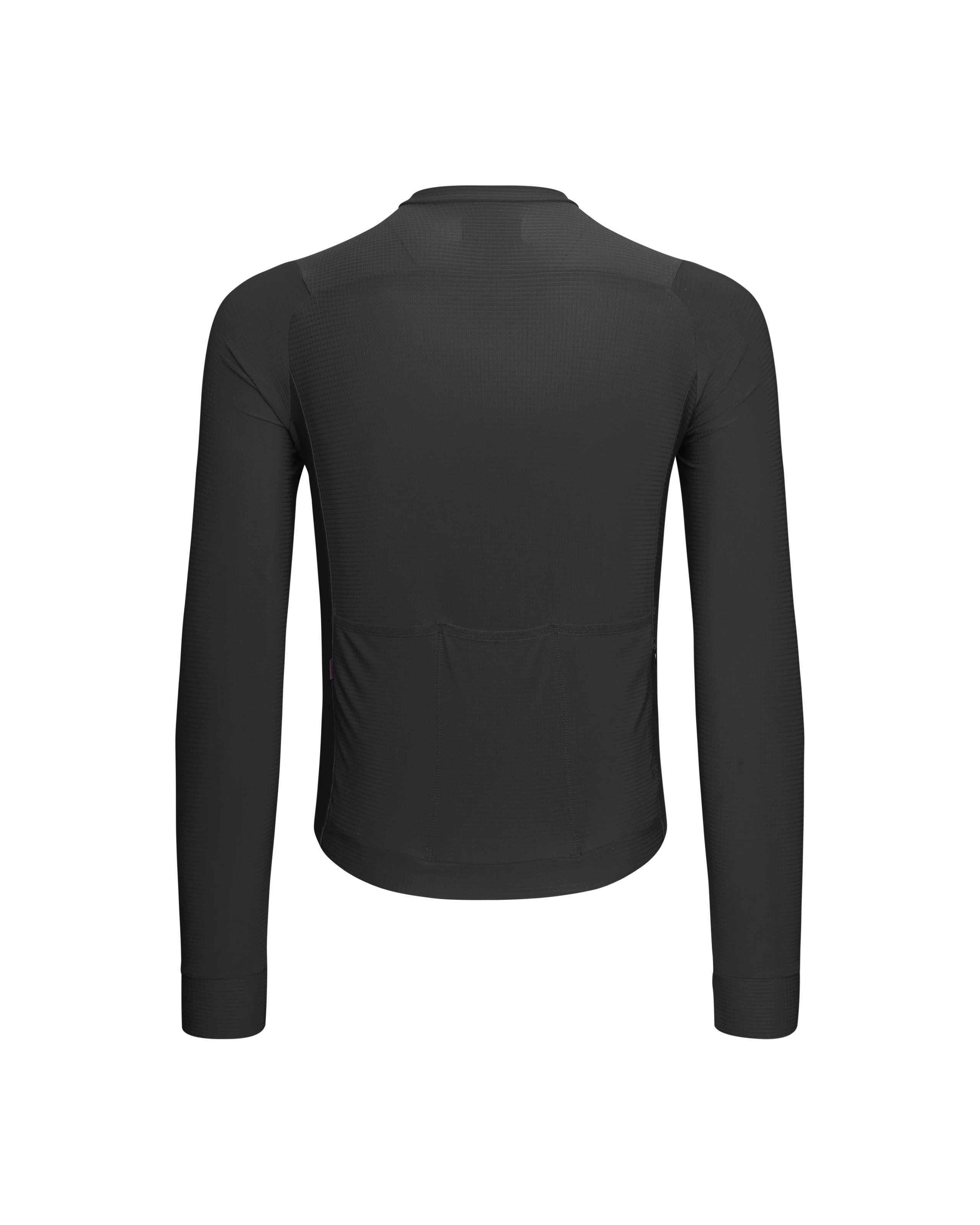 Black Mechanism Pro long sleeve cycling jersey, rear view with textured paneling