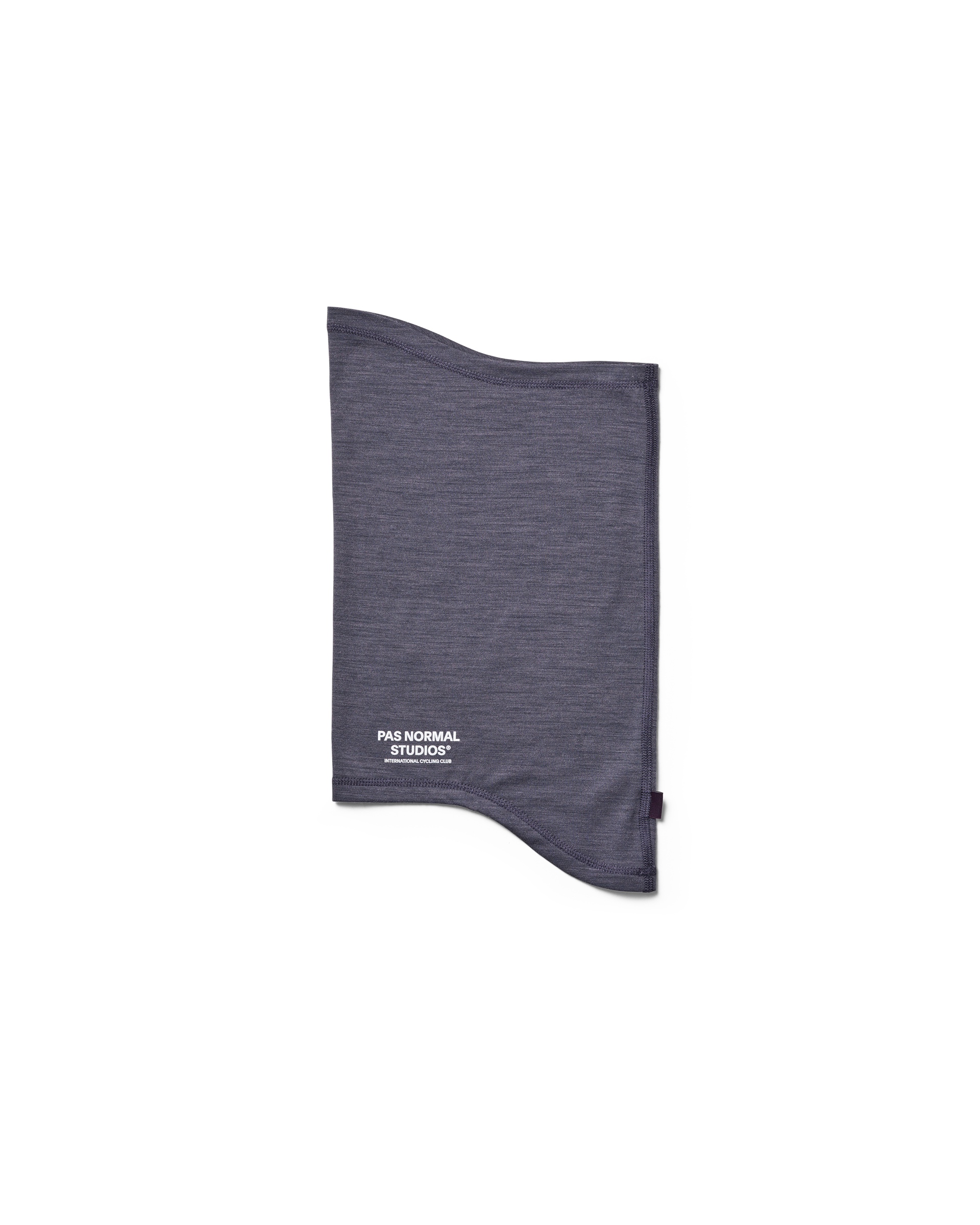 Grey Logo Merino necktube, flat lay with white chest logo