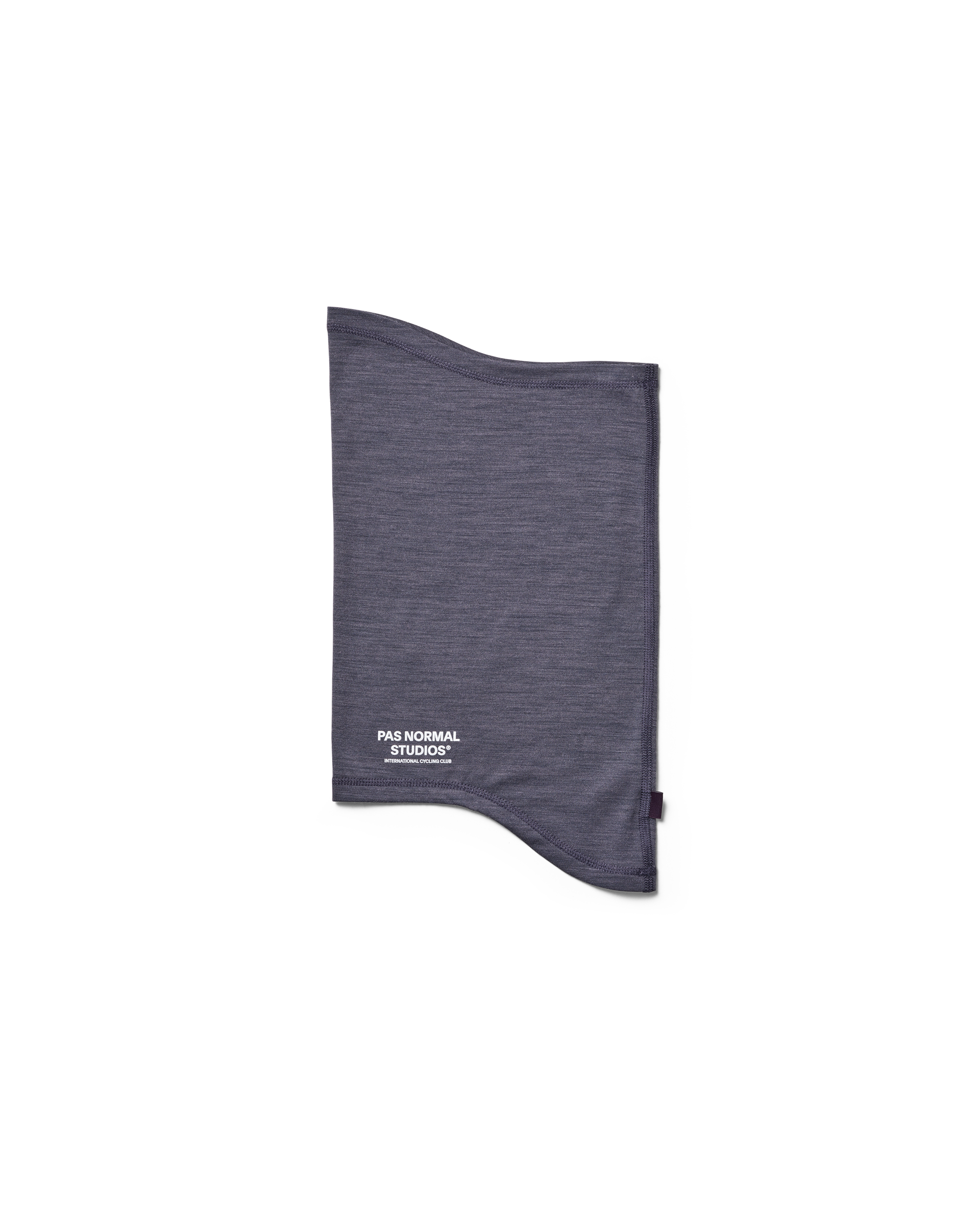 Grey Logo Merino necktube, flat lay with white chest logo
