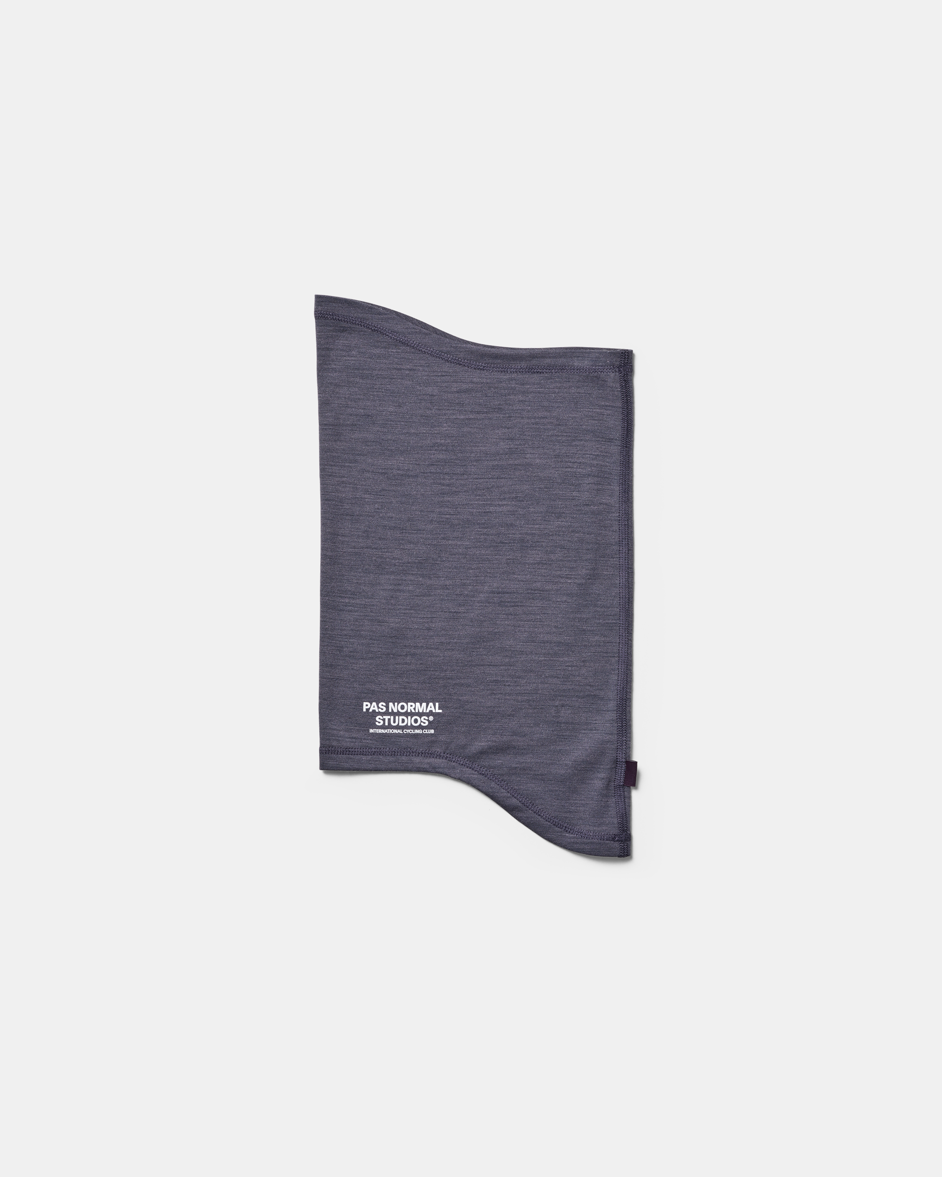 Grey Logo Merino necktube, flat lay with white chest logo