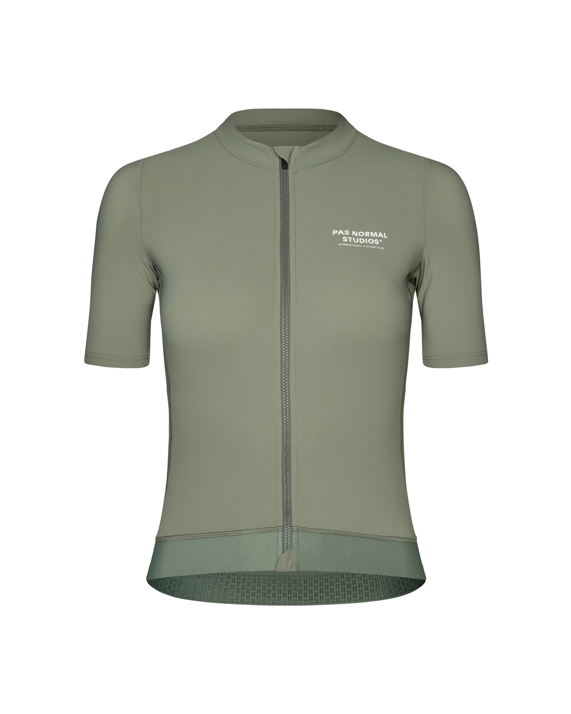 Dark Celeste Essential cycling jersey, front view with full zip and white chest logo
