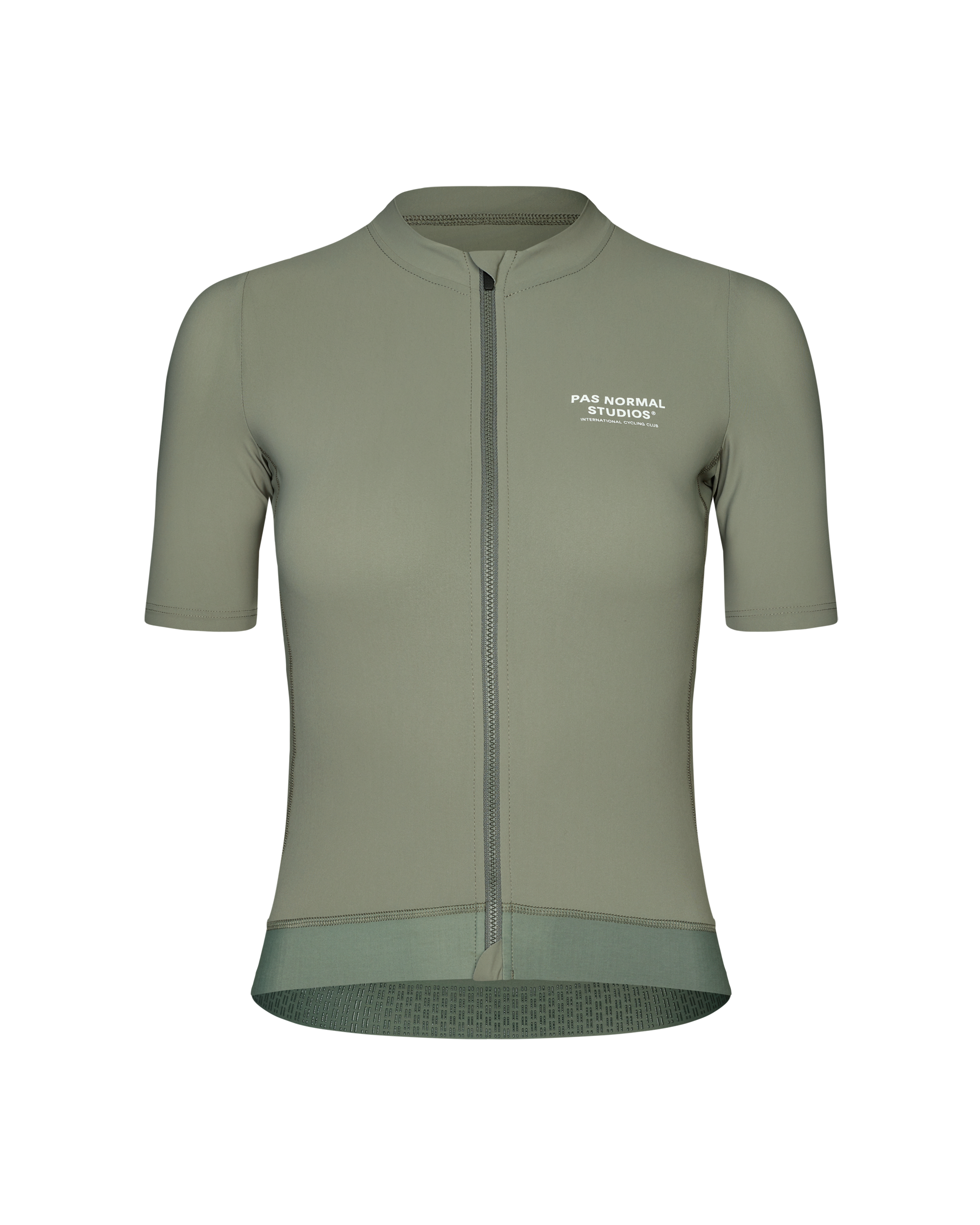 Dark Celeste Essential cycling jersey, front view with full zip and white chest logo