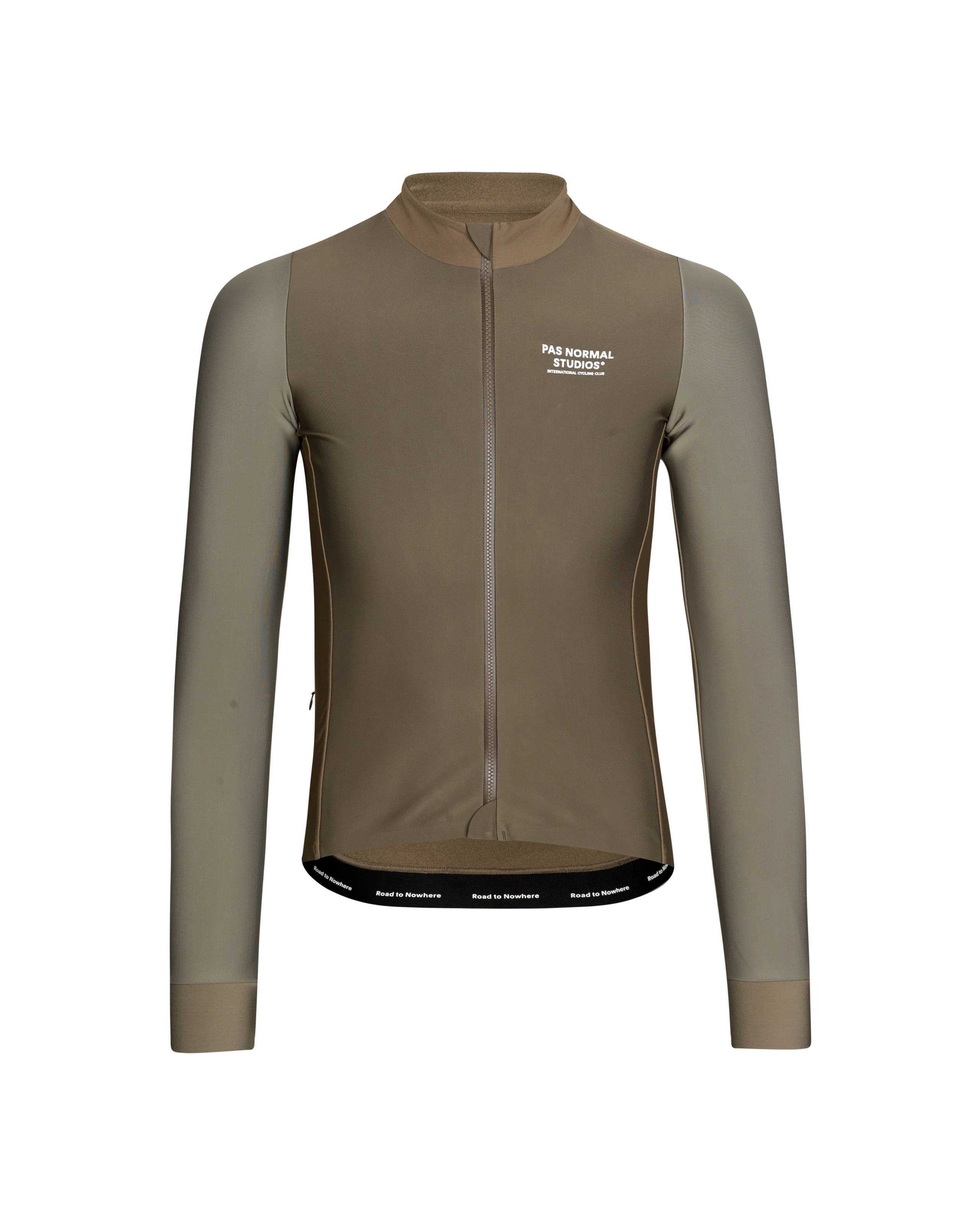 Earth Mechanism Thermal long sleeve cycling jersey front view with full zip and white chest logo