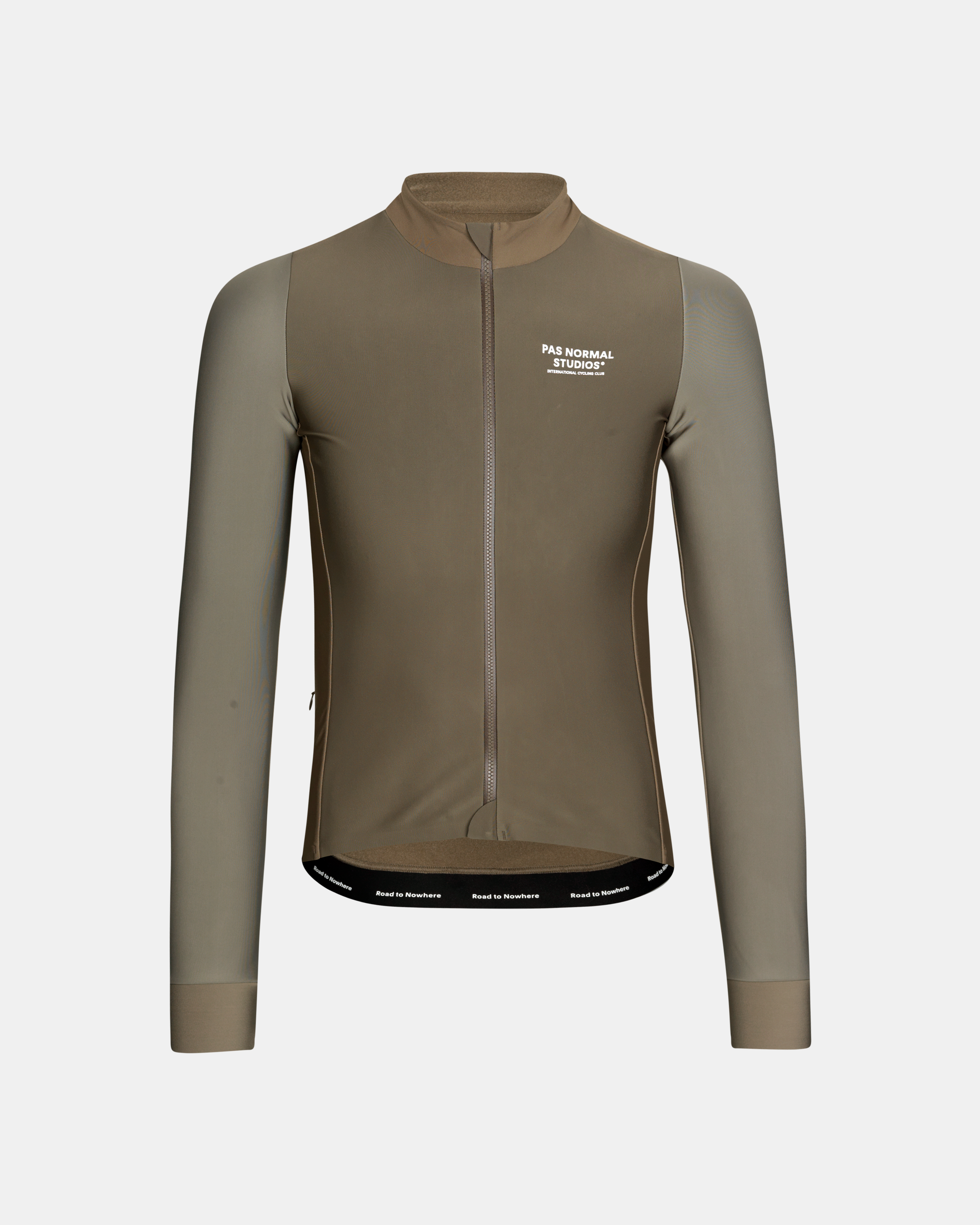 Earth Mechanism Thermal long sleeve cycling jersey front view with full zip and white chest logo