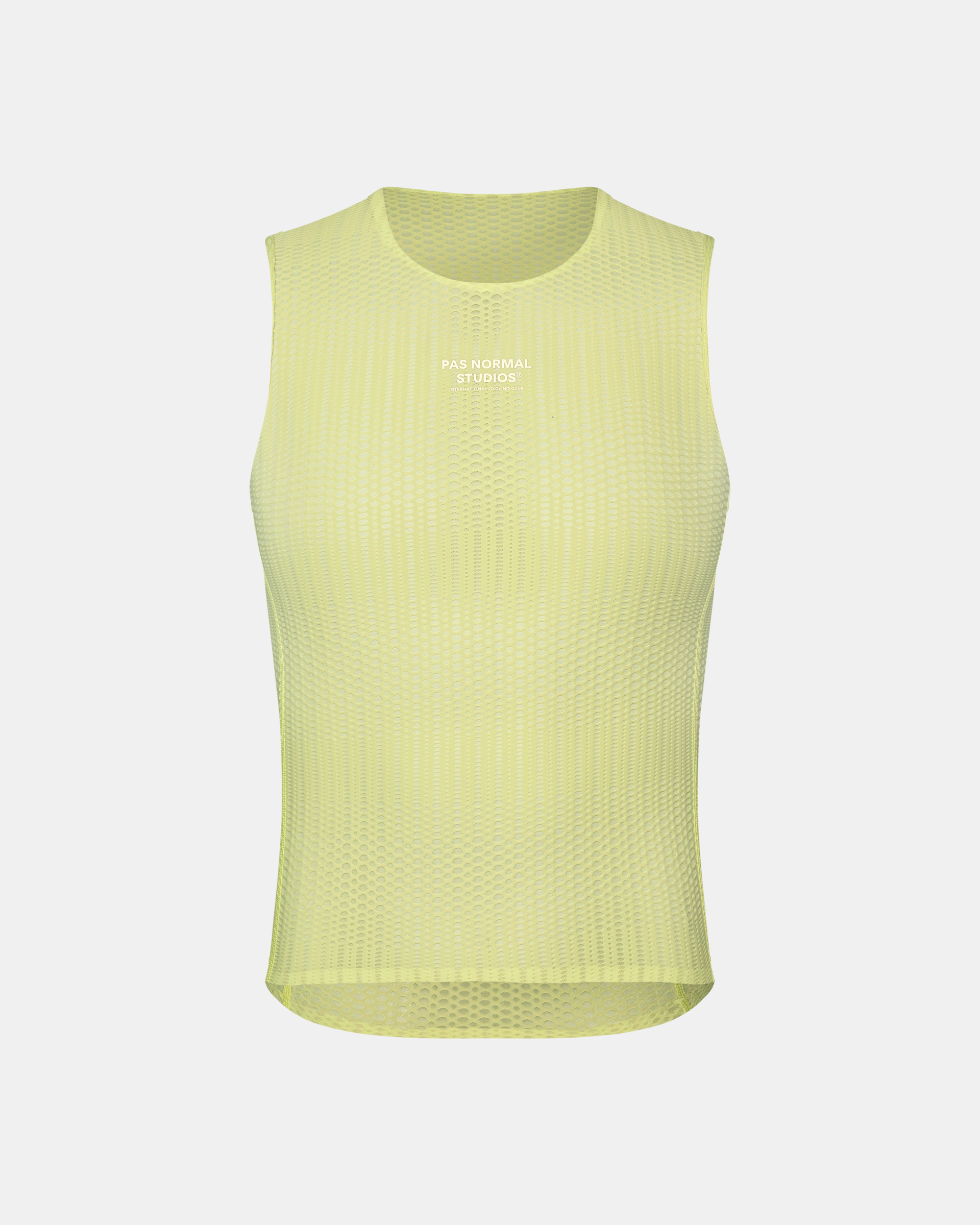 Green Mechanism Pro Sleeveless cycling baselayer, front flat lay with mesh construction