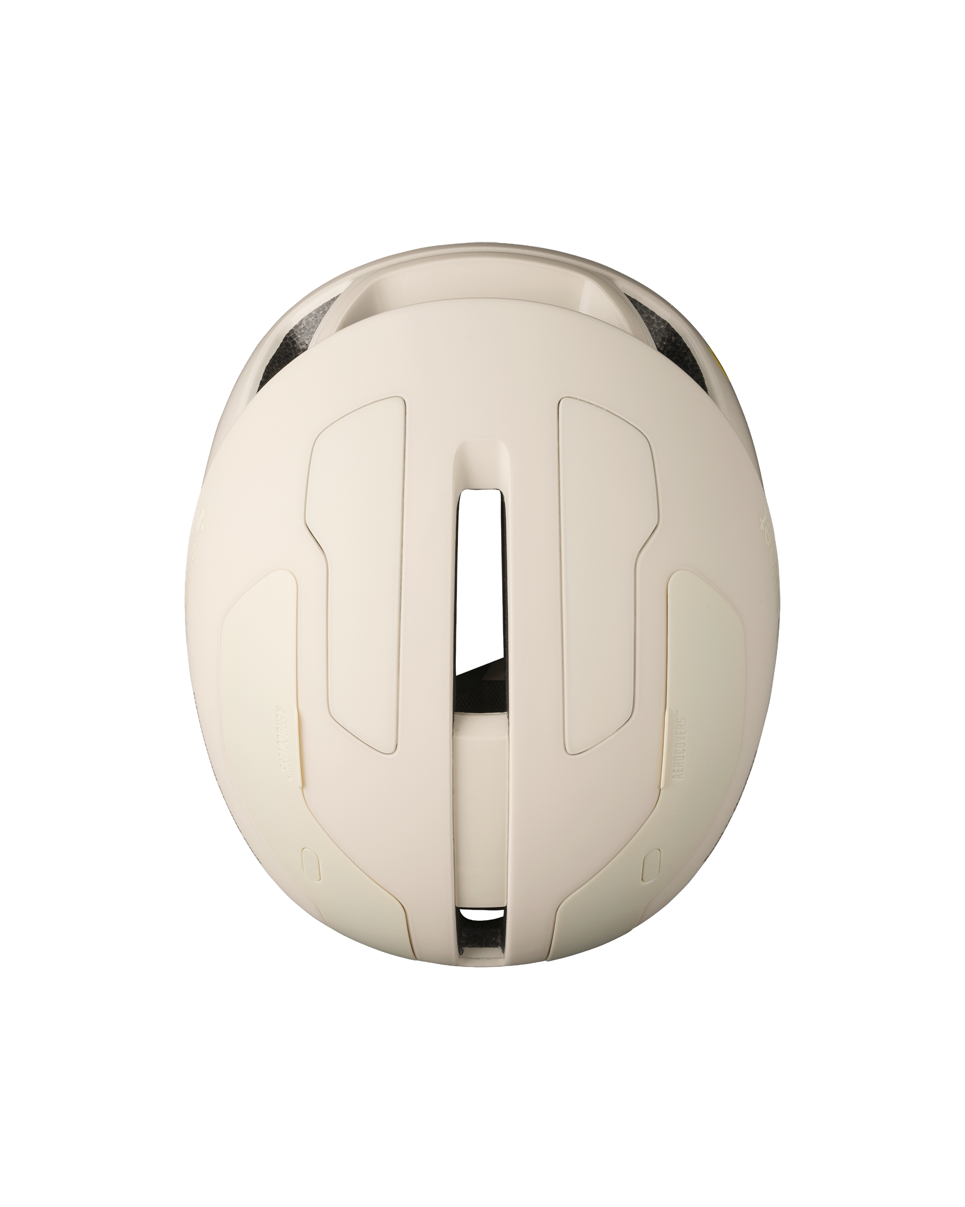 Off White Sweet Protection Falconer Aero 2Vi MIPS Round Fit cycling helmet, top-down view showing vented shell