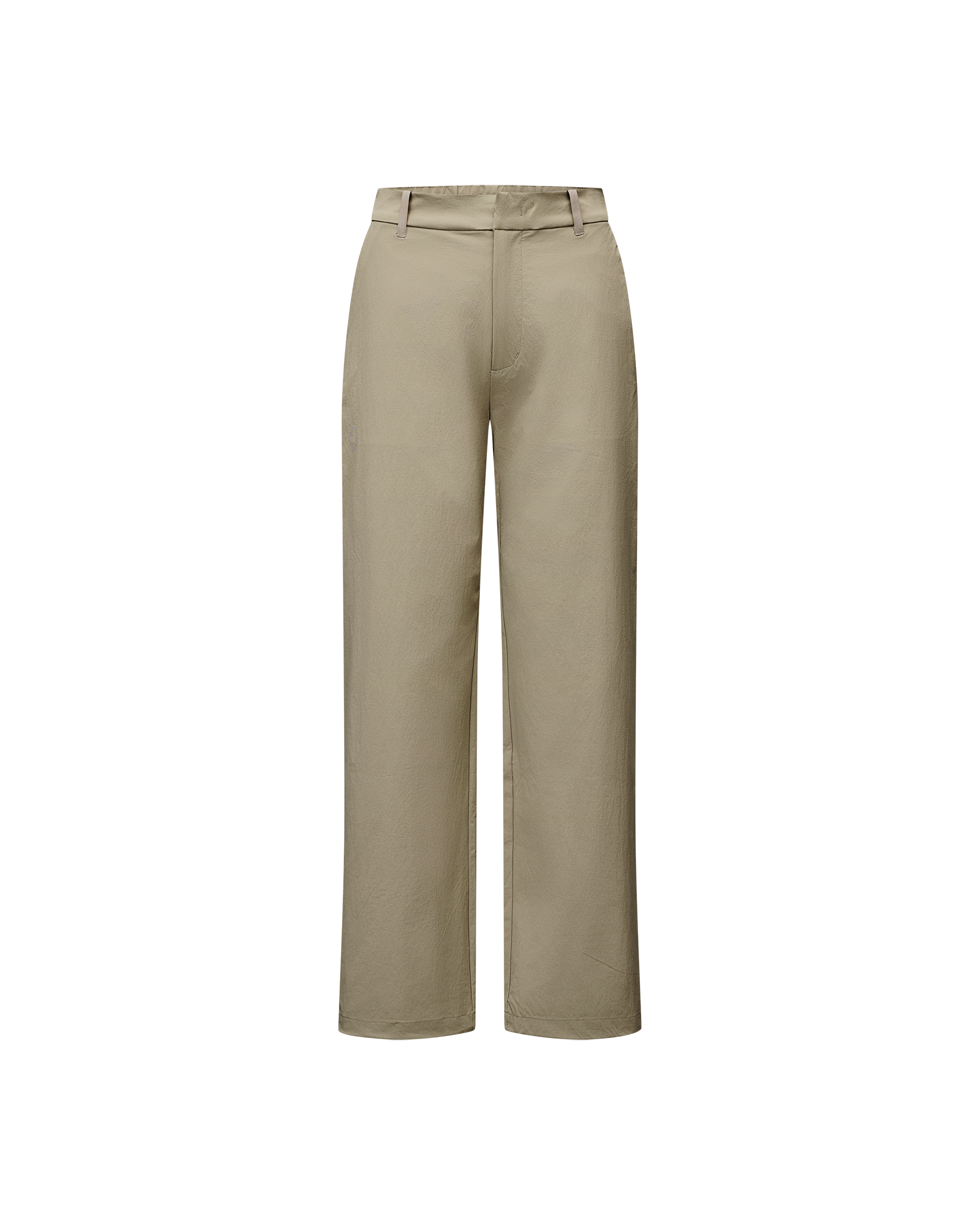 Dusty Earth khaki Off-Race Tech women's pants, front flat lay with wide leg and belt loops