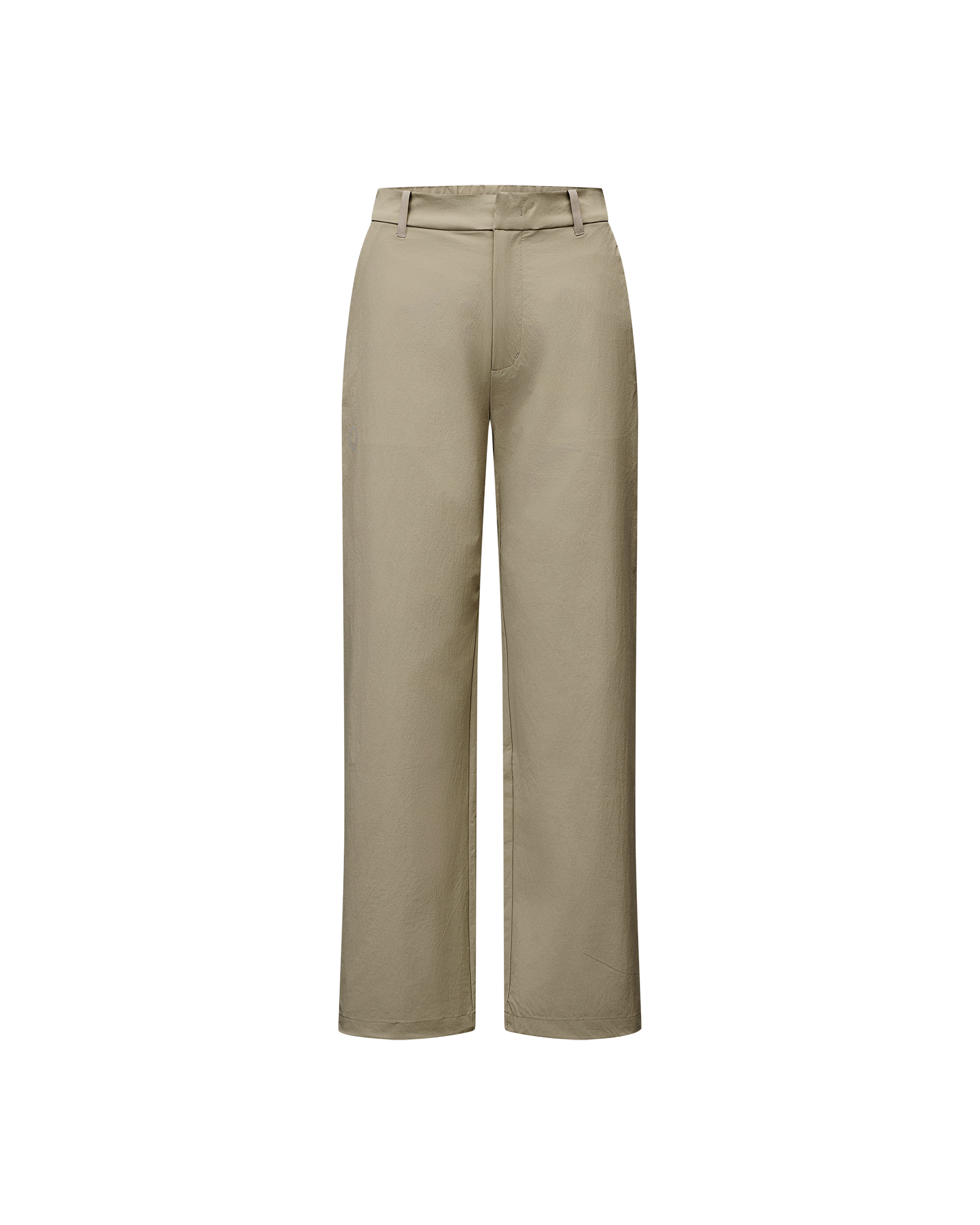 Dusty Earth khaki Off-Race Tech women's pants, front flat lay with wide leg and belt loops
