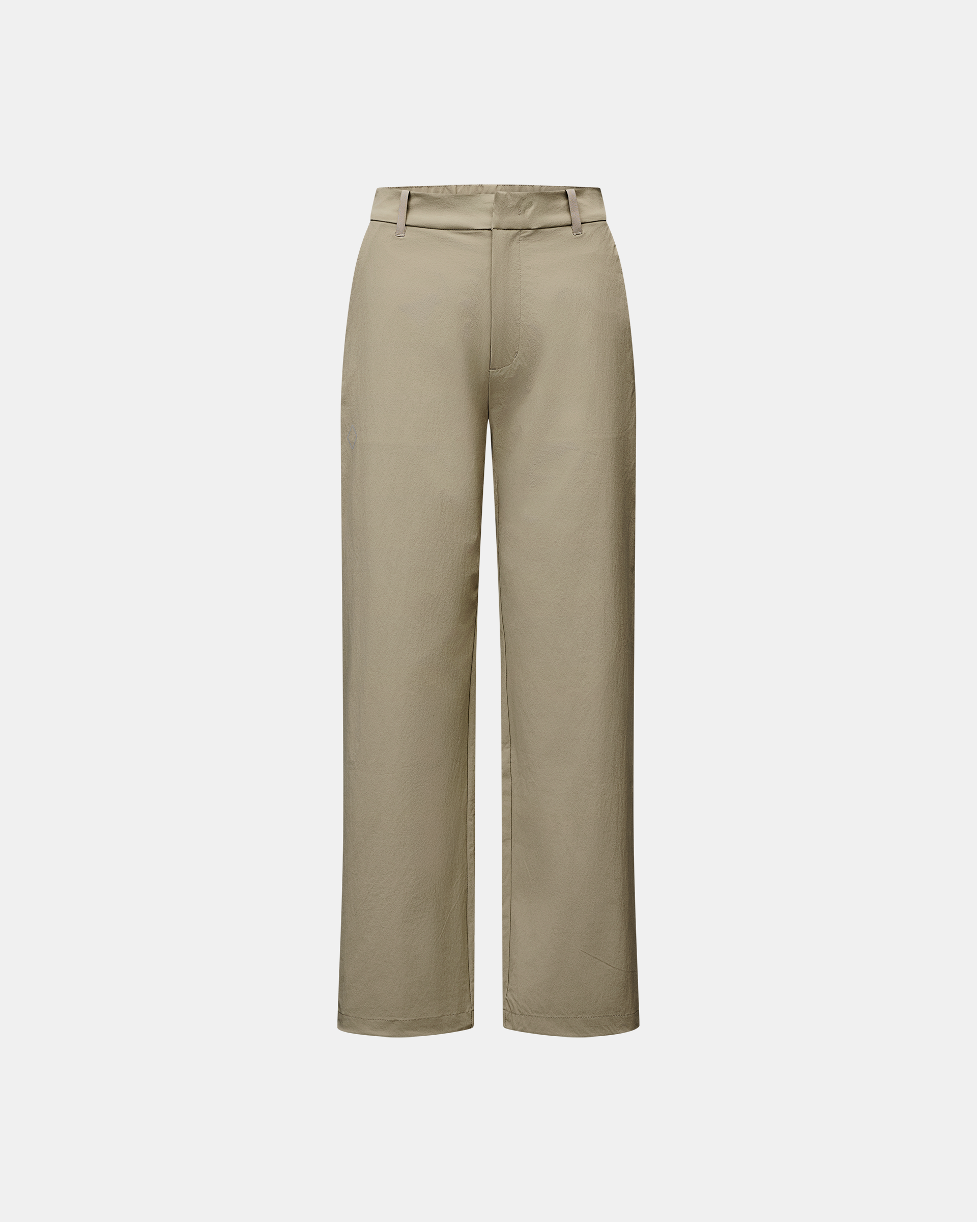 Dusty Earth khaki Off-Race Tech women's pants, front flat lay with wide leg and belt loops