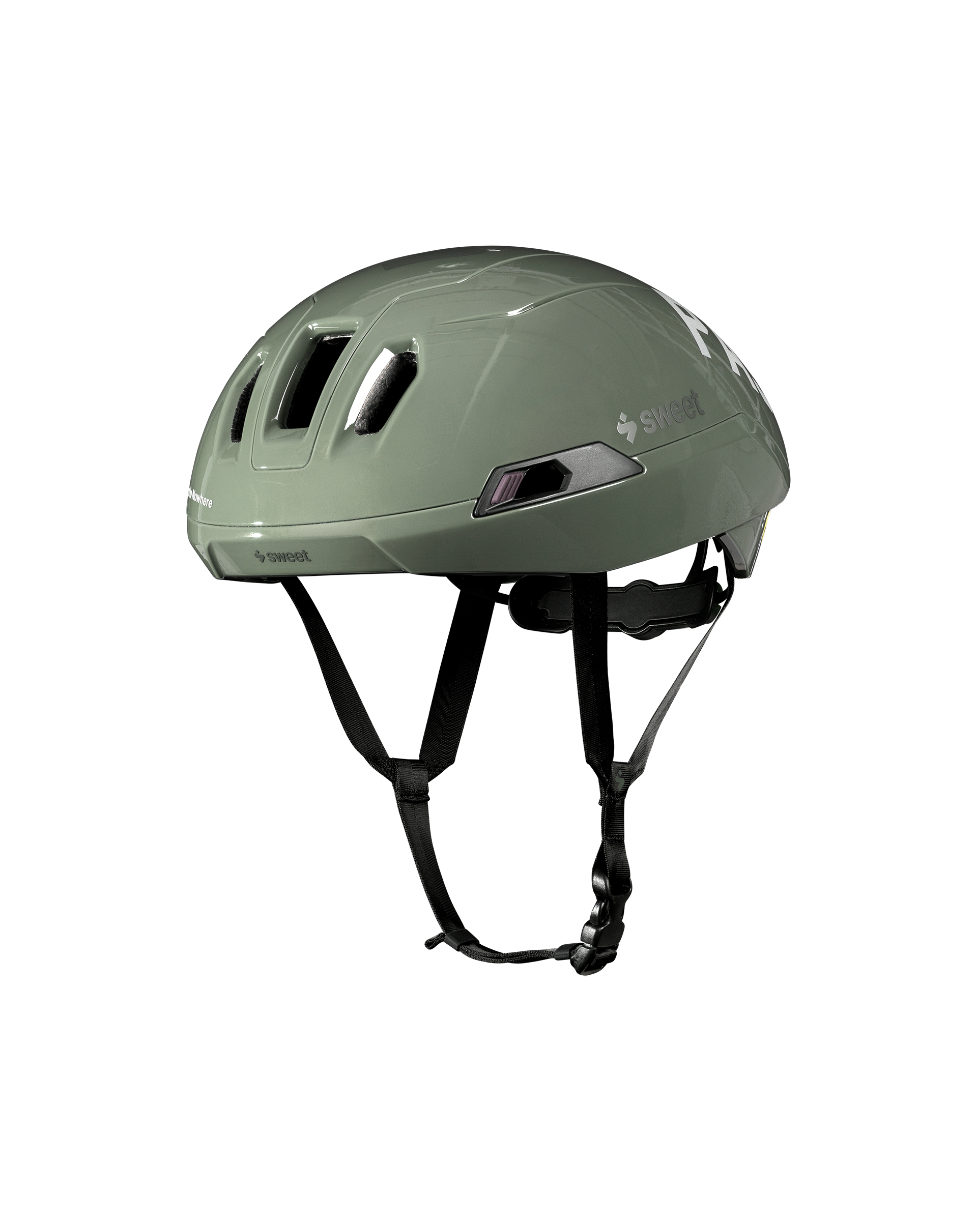 Grey PAS Sweet Protection Tucker III 2Vi MIPS cycling helmet, three-quarter view with ventilation ports