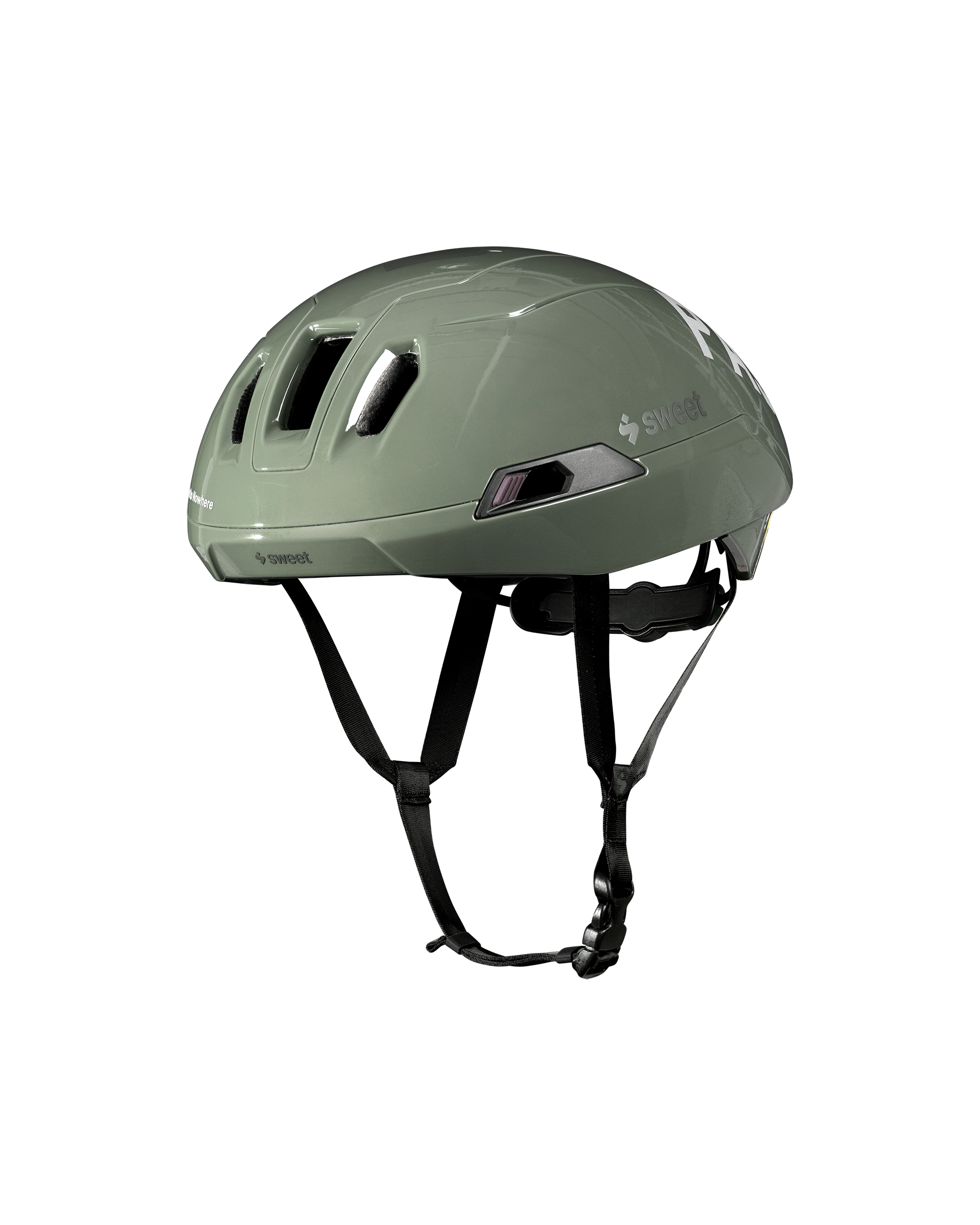Grey PAS Sweet Protection Tucker III 2Vi MIPS cycling helmet, three-quarter view with ventilation ports