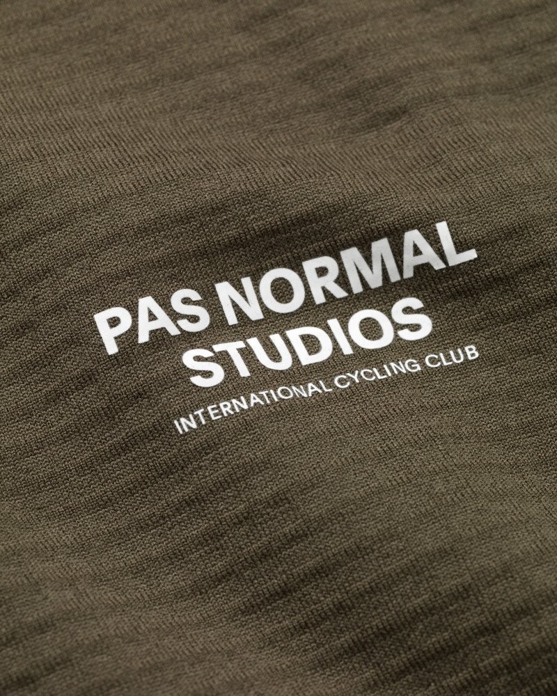 Dark Stone Escapism Performance Fleece vest, detail view with white logo print