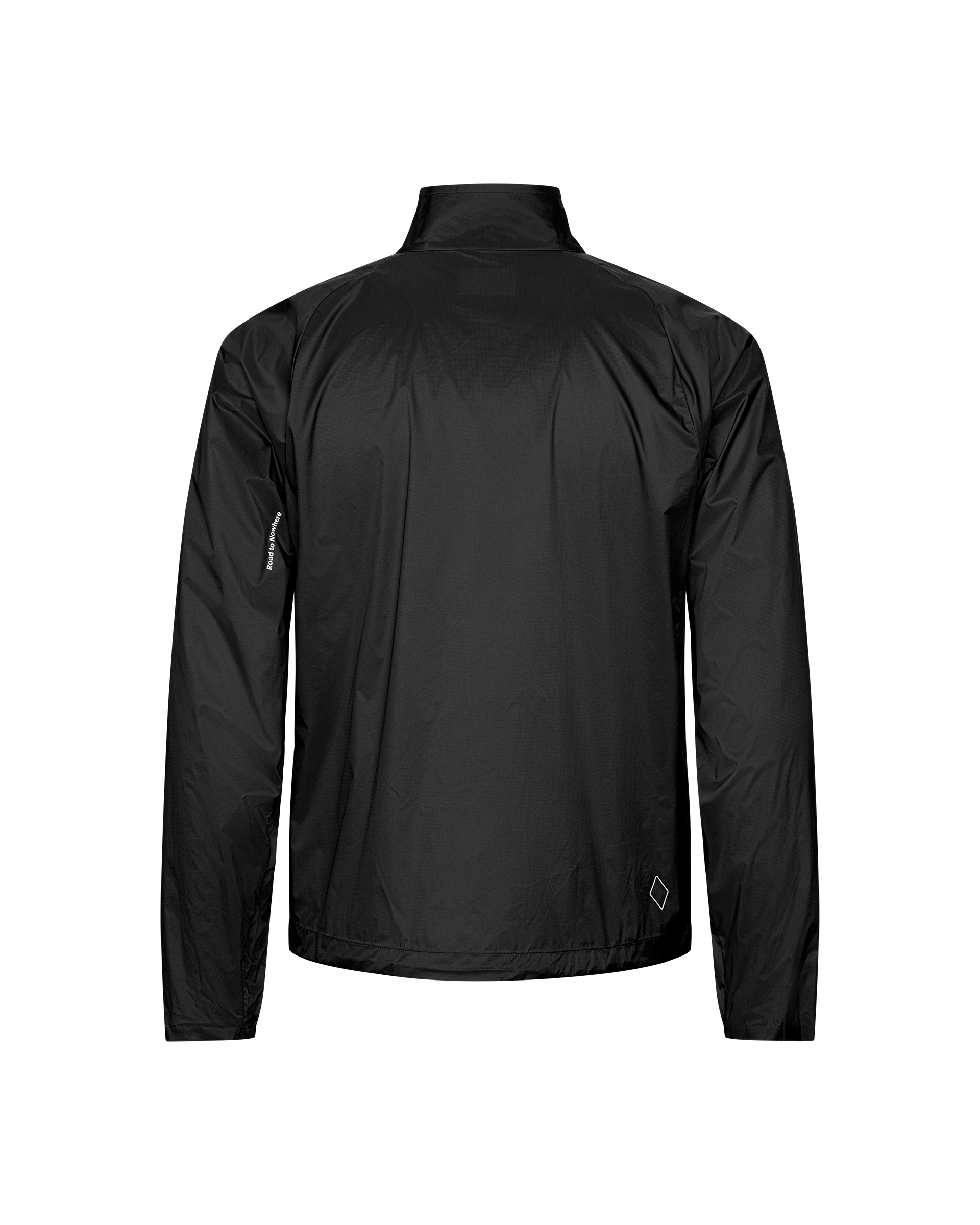 Black Balance Windproof cycling jacket, rear flat lay with reflective diamond logo