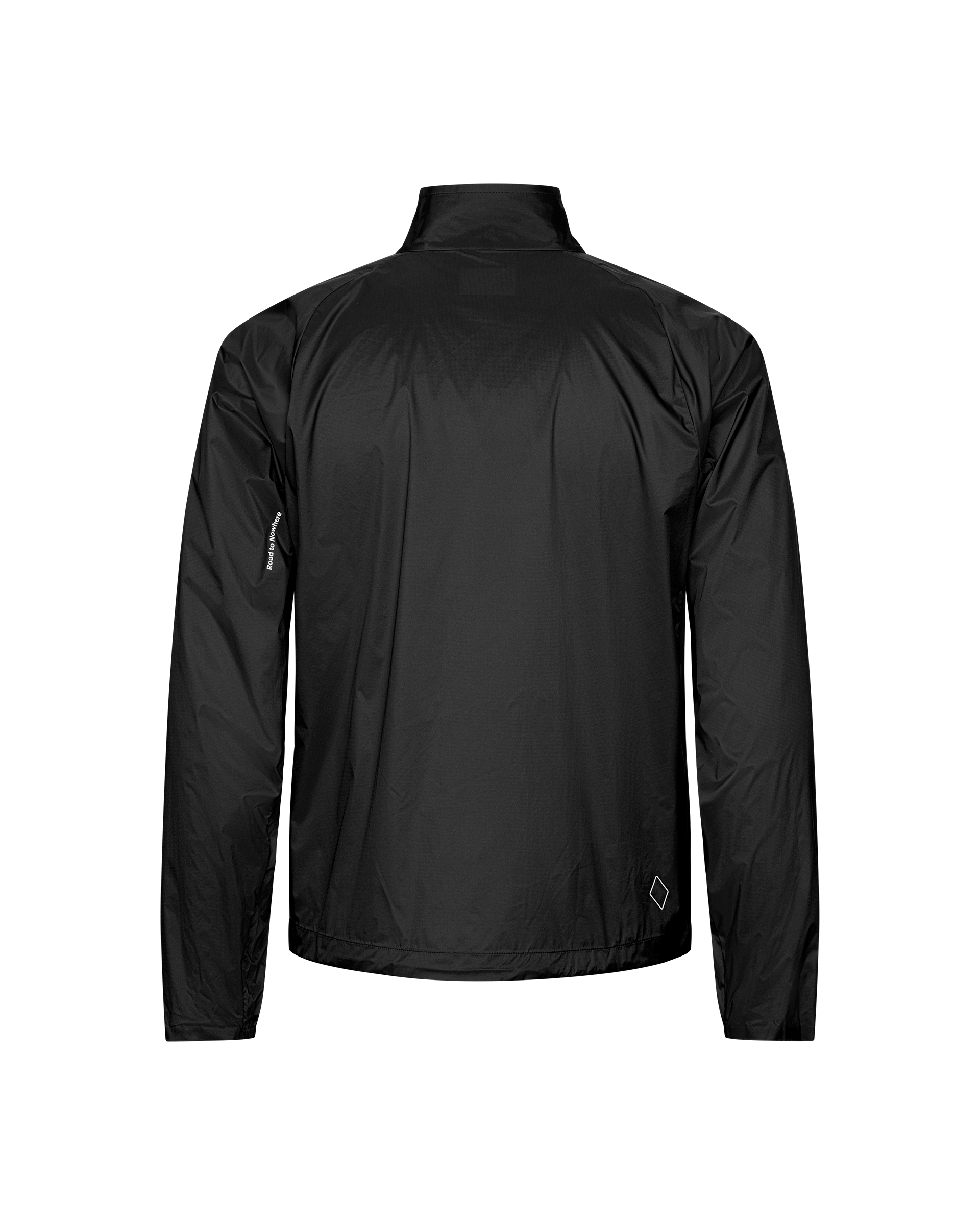 Black Balance Windproof cycling jacket, rear flat lay with reflective diamond logo