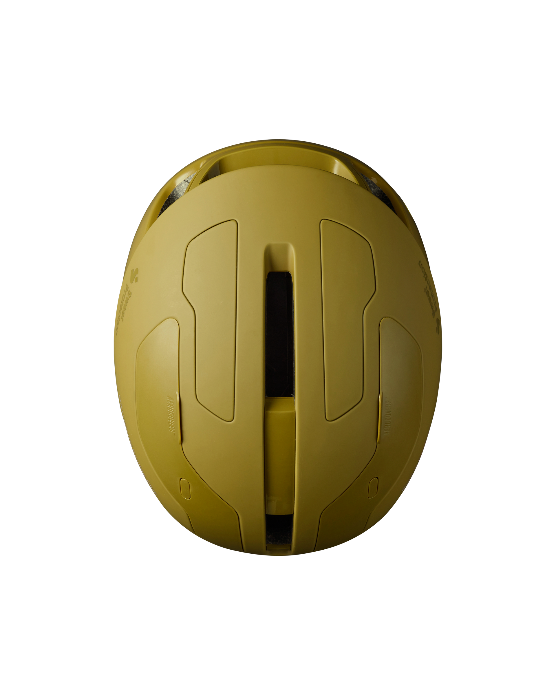 Khaki Green Sweet Protection Falconer Aero2Vi MIPS cycling helmet, rear view with ventilation channels