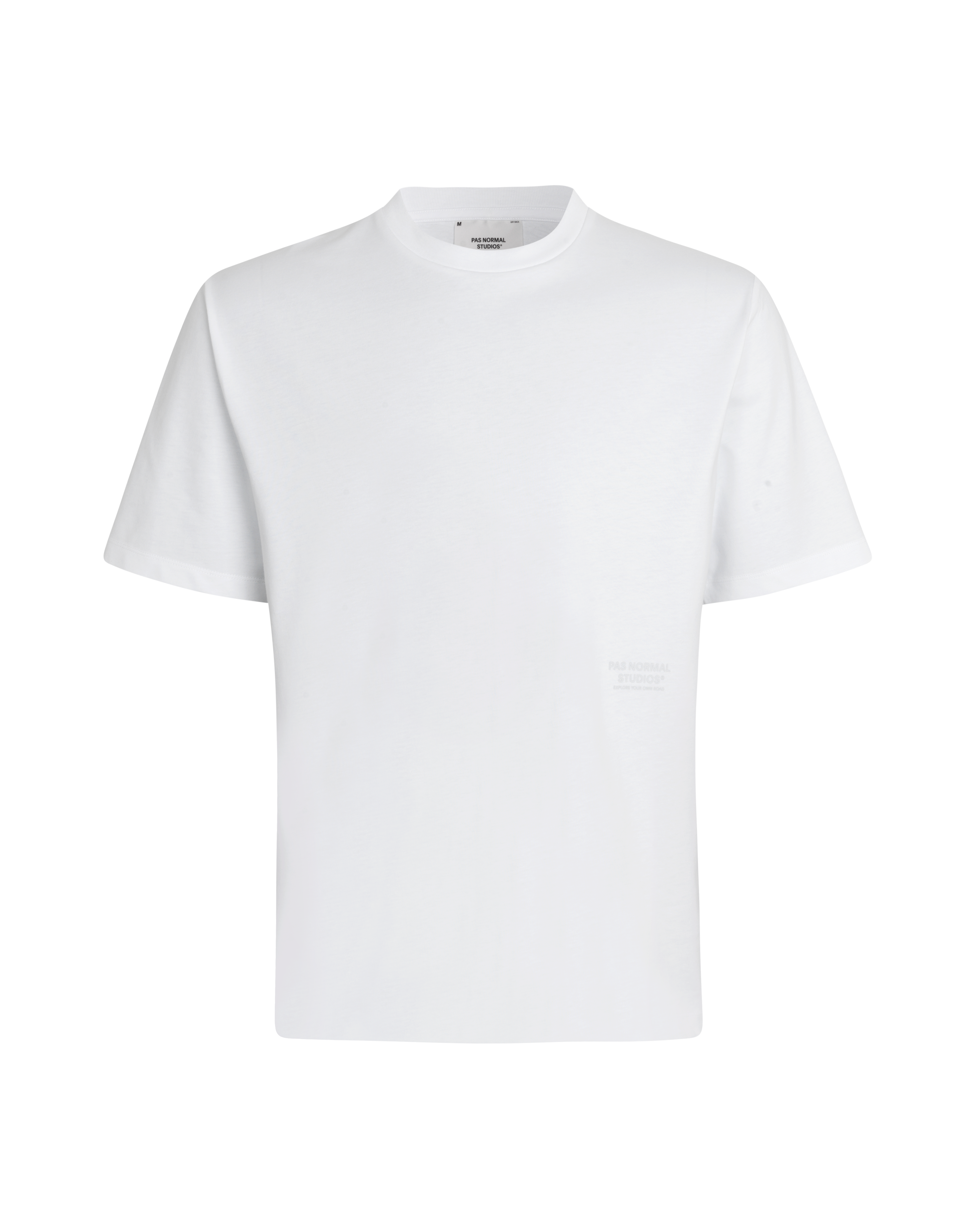 White Off-Race Graphic t-shirt, front flat lay with small chest logo