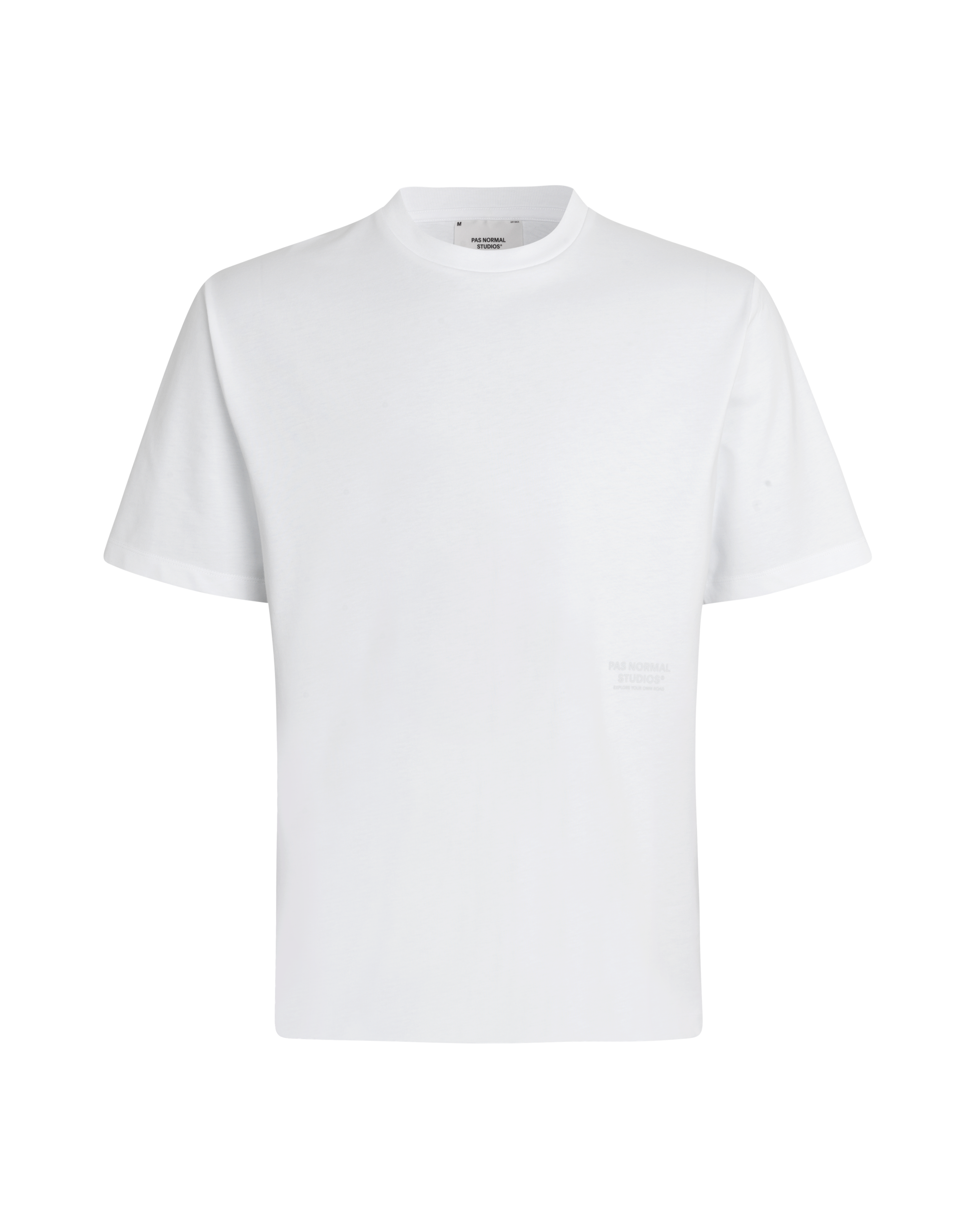 White Off-Race Graphic t-shirt, front flat lay with small chest logo