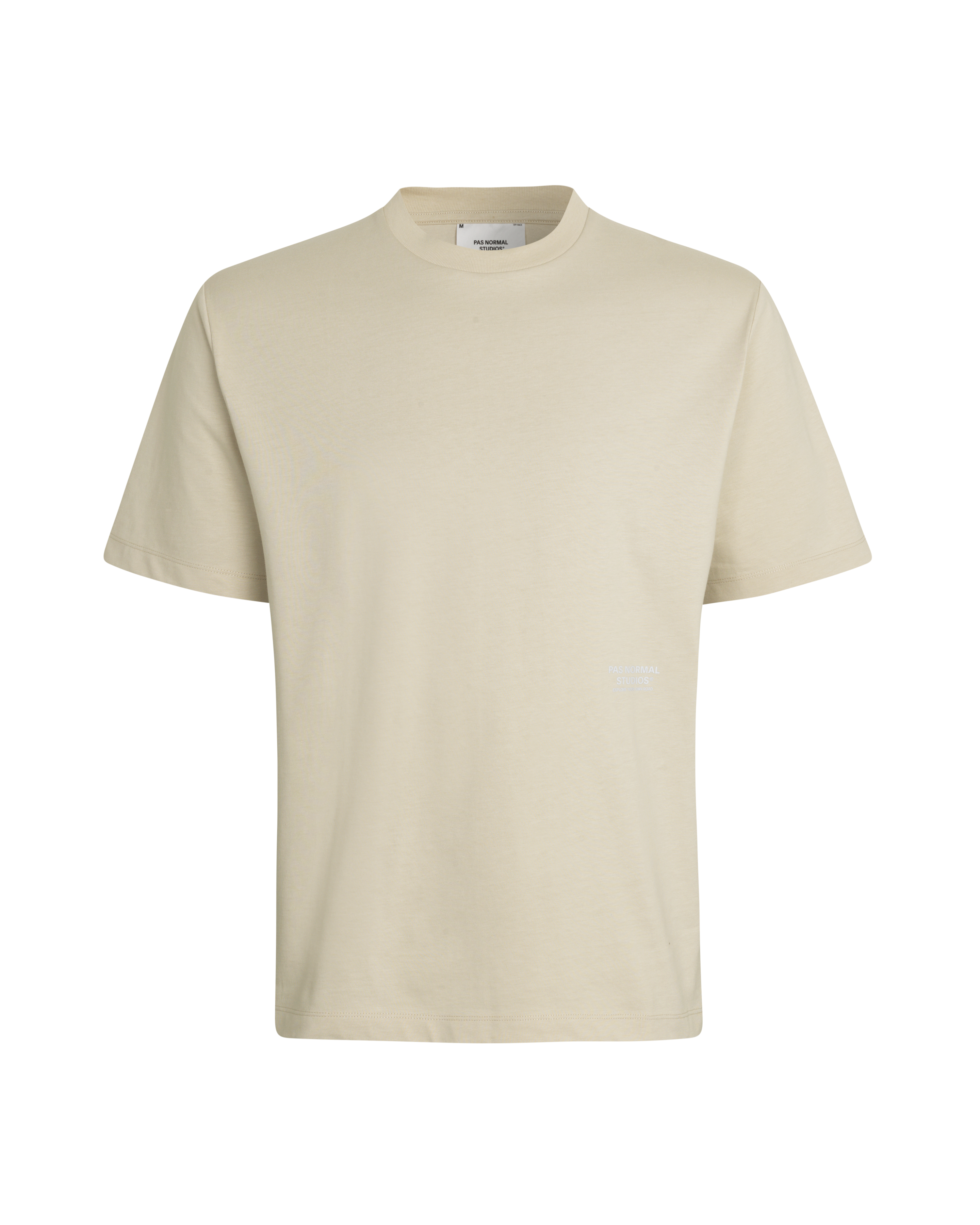 Bone Off-Race t-shirt, front flat lay with crew neck