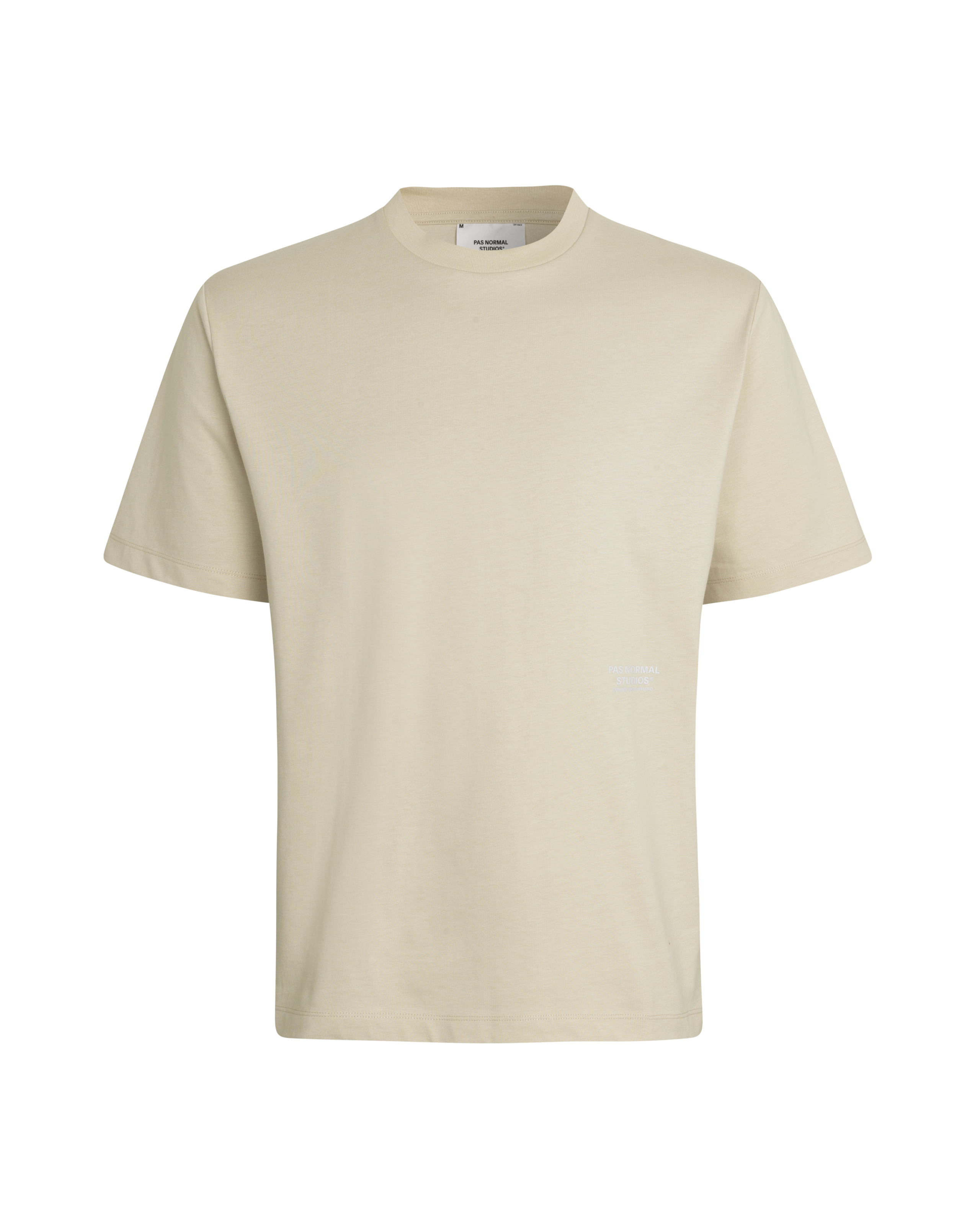 Bone Off-Race t-shirt, front flat lay with crew neck