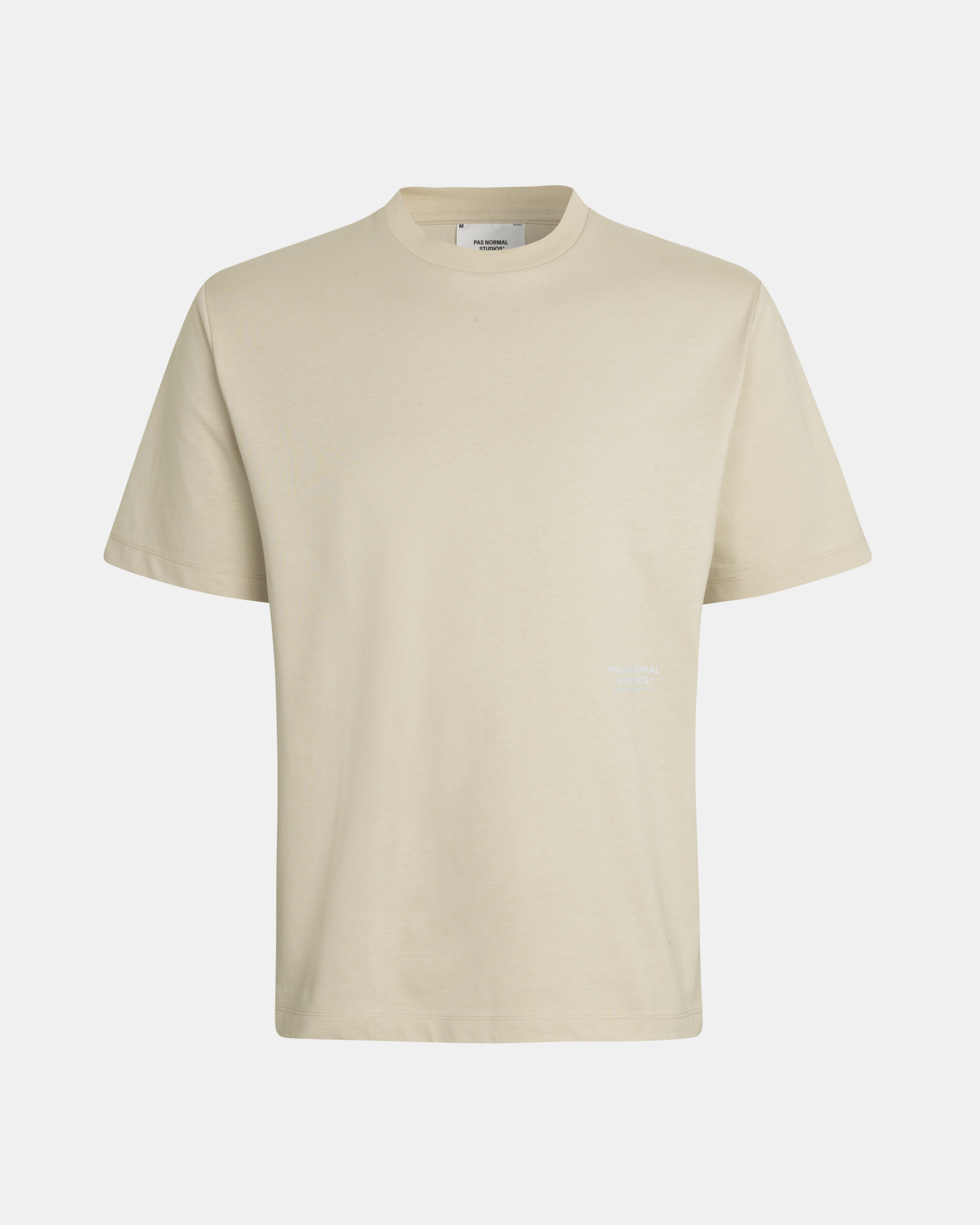 Bone Off-Race t-shirt, front flat lay with crew neck