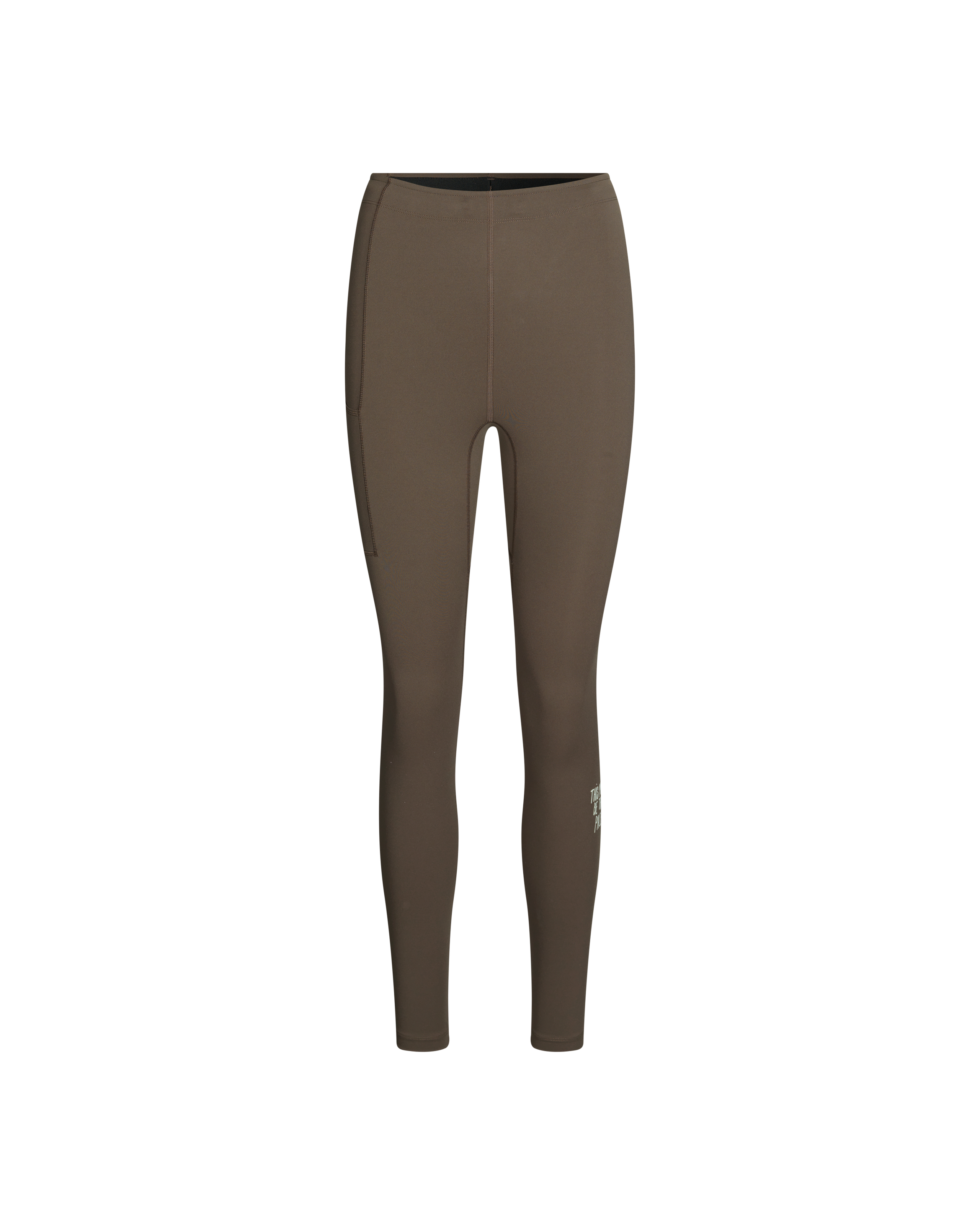 Brown Balance long tights, front view with black waistband