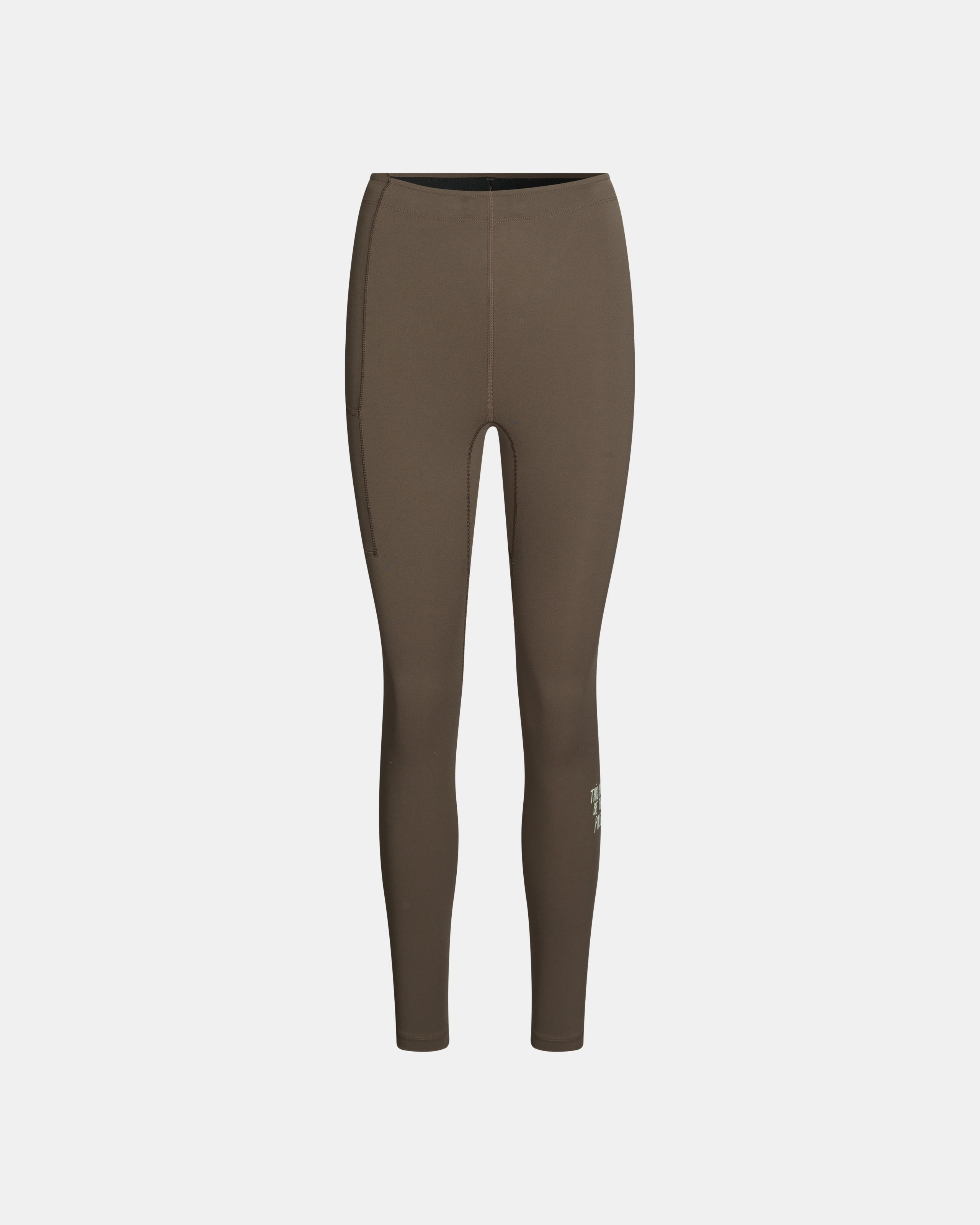 Brown Balance long tights, front view with black waistband