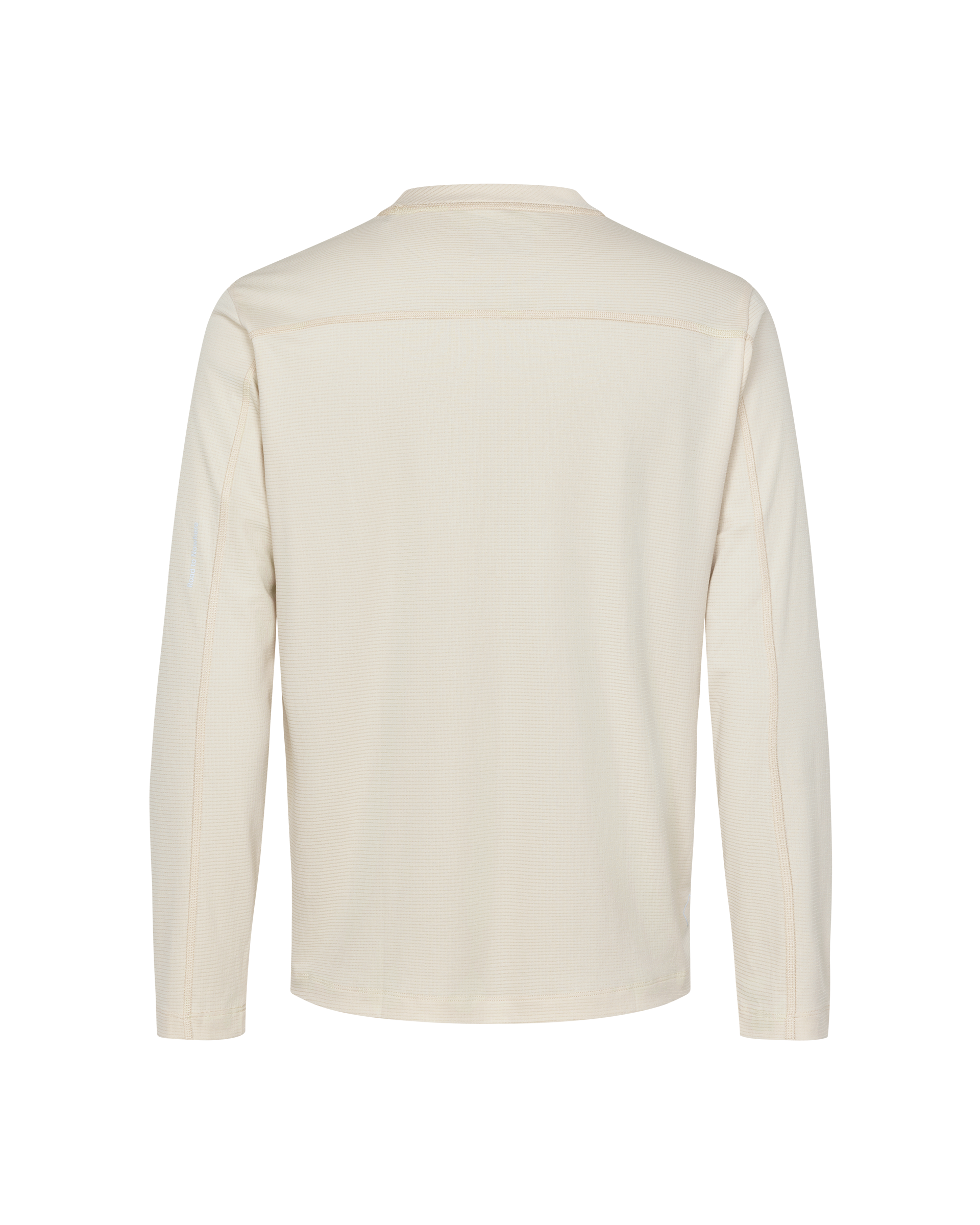 Sand Balance long sleeve T-shirt, rear flat lay with tonal shoulder panel seam