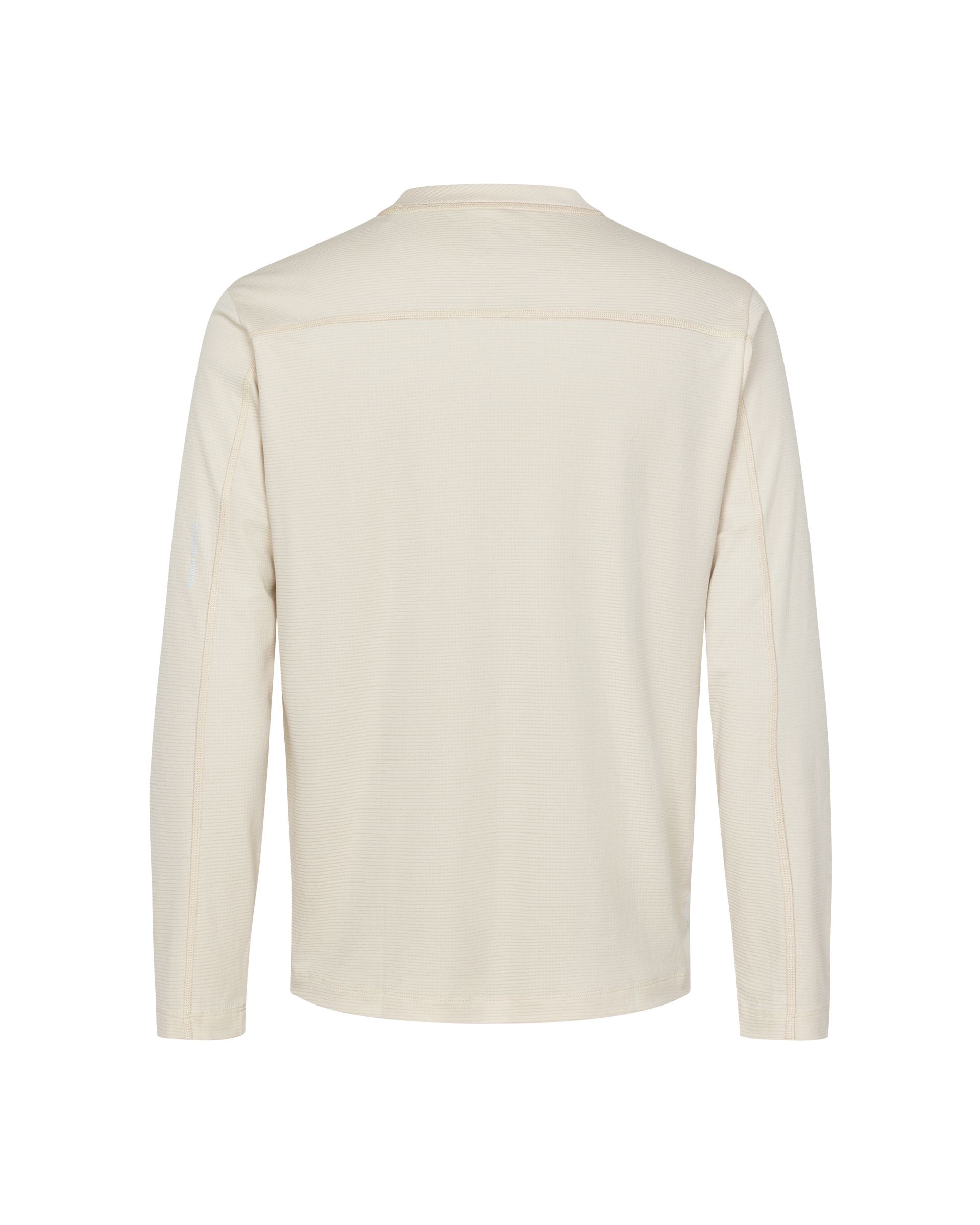 Sand Balance long sleeve T-shirt, rear flat lay with tonal shoulder panel seam