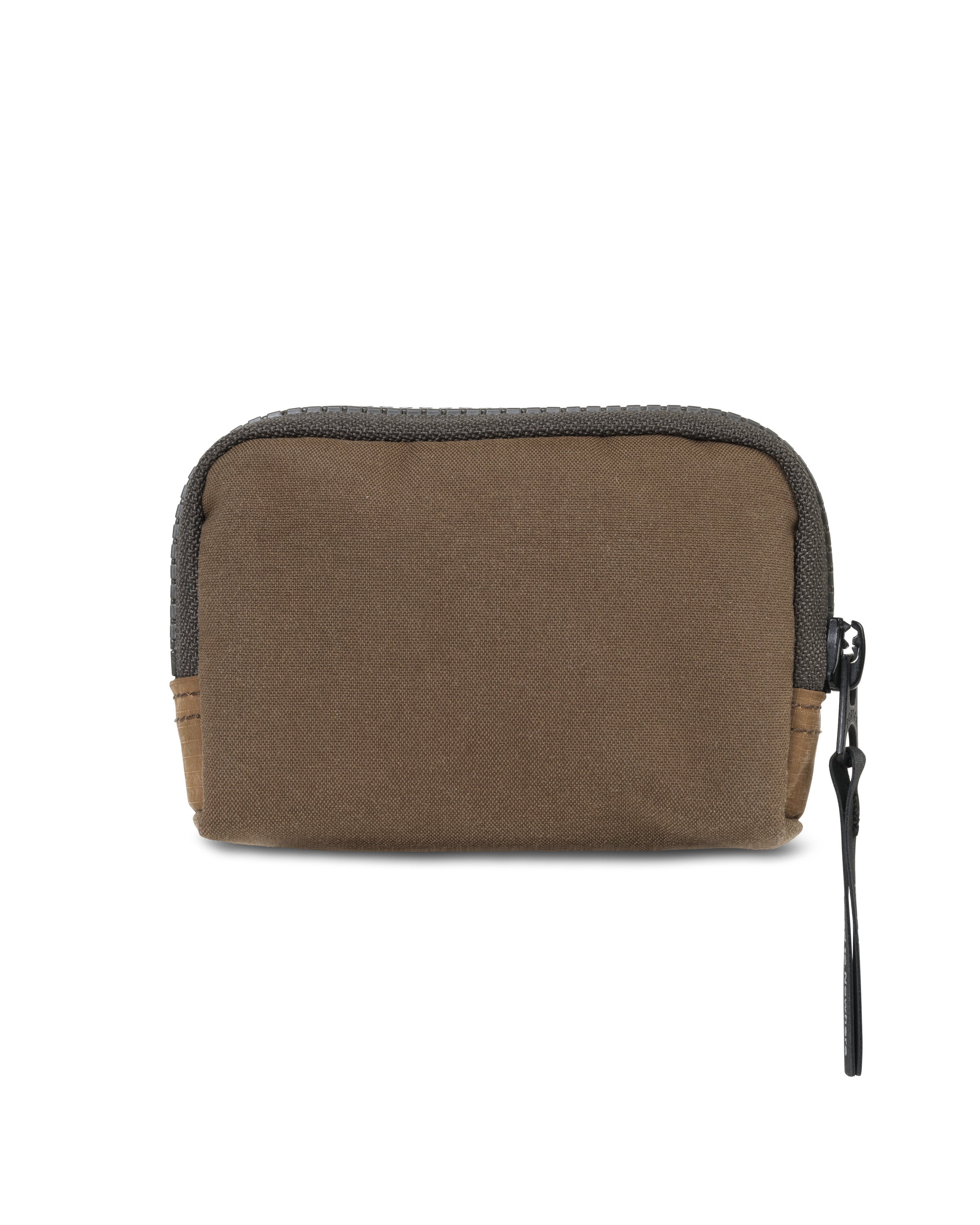 Light Brown Porter-Yoshida coin case, rear flat lay with contrast zip and dark webbing trim