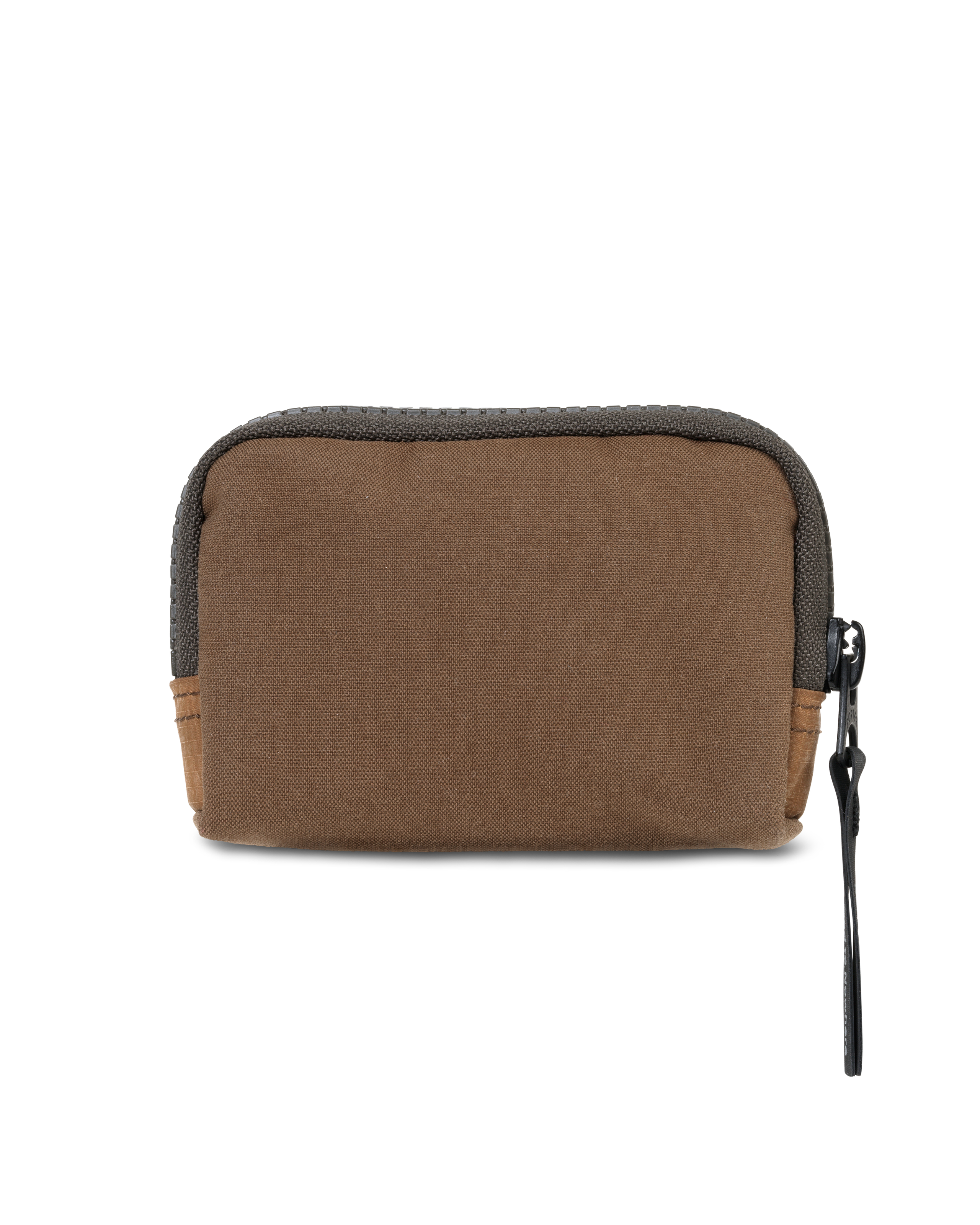 Light Brown Porter-Yoshida coin case, rear flat lay with contrast zip and dark webbing trim