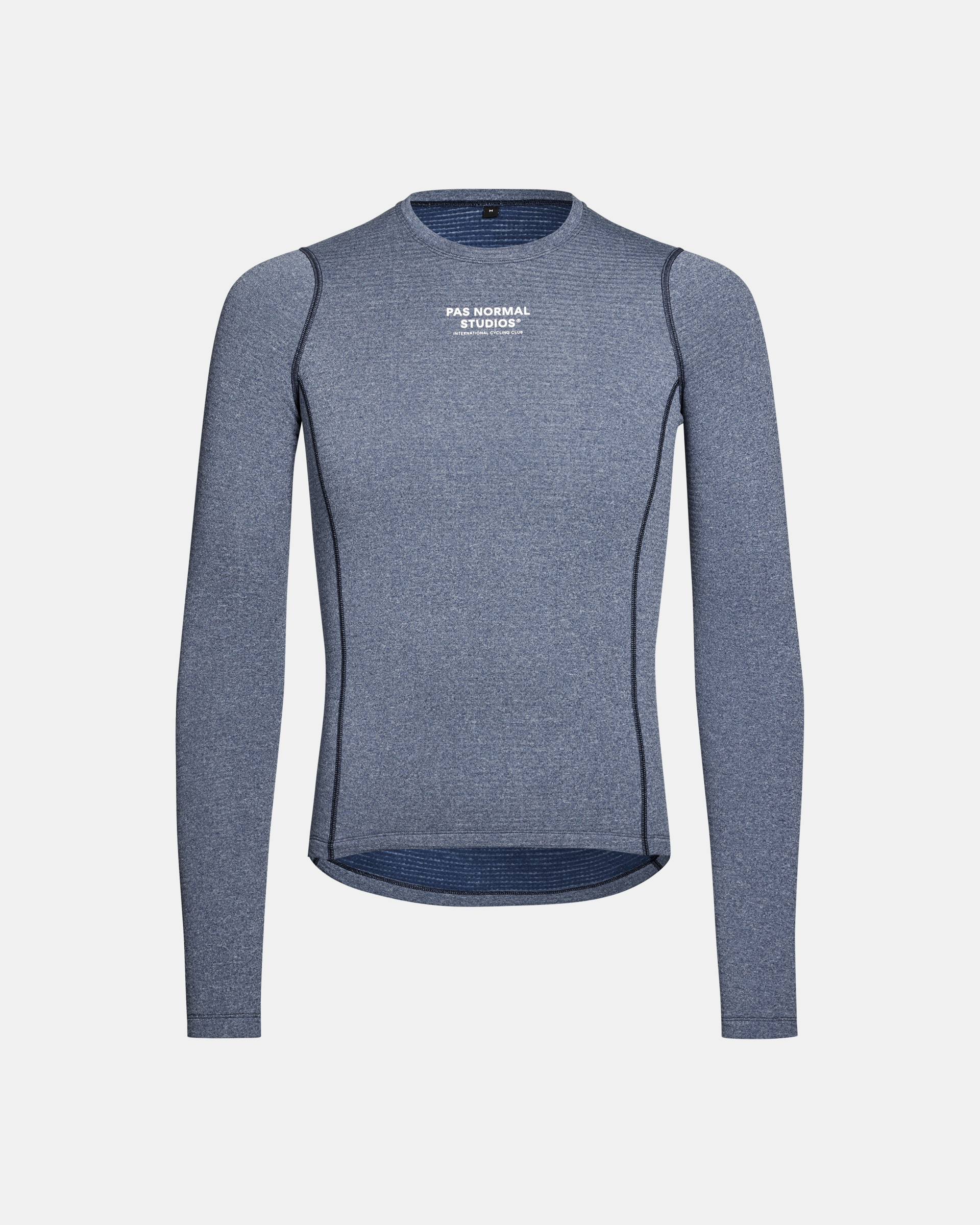 Navy thermal long sleeve base layer, front view with white chest logo