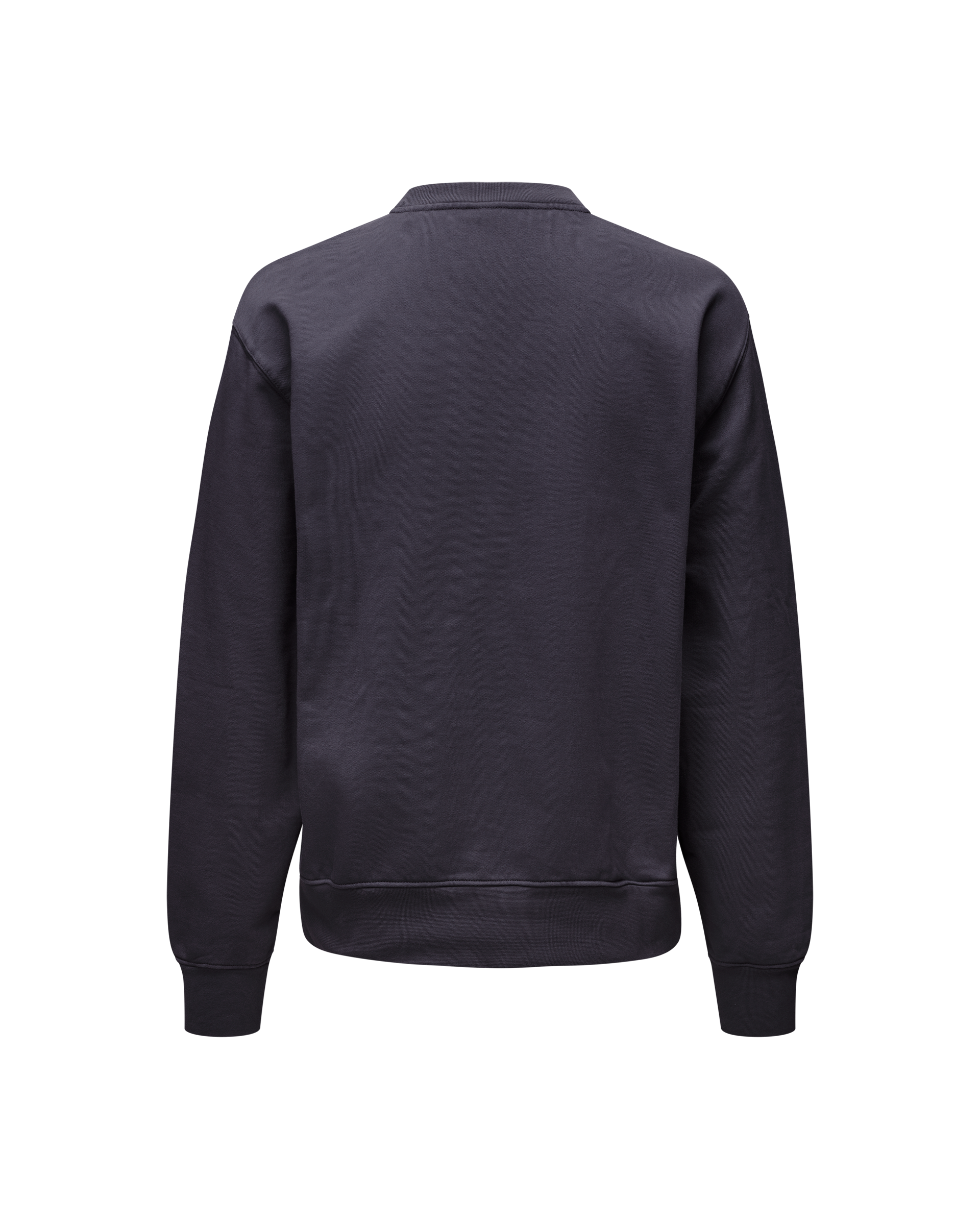 Grey Off-Race sweatshirt, rear view with ribbed collar and cuffs