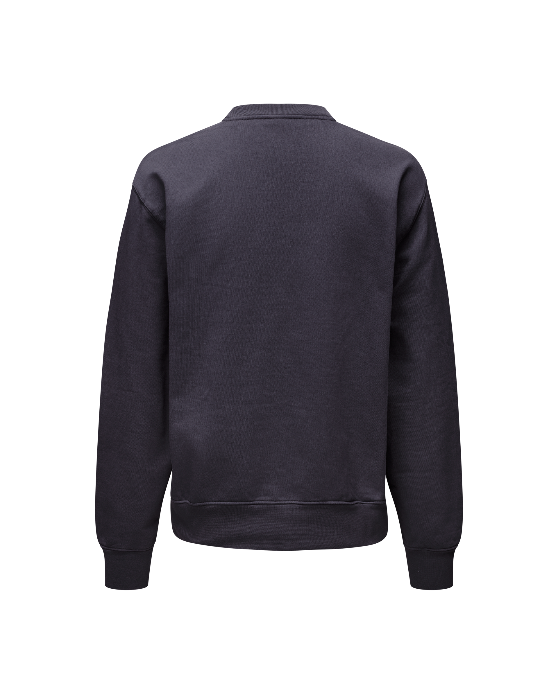 Grey Off-Race sweatshirt, rear view with ribbed collar and cuffs