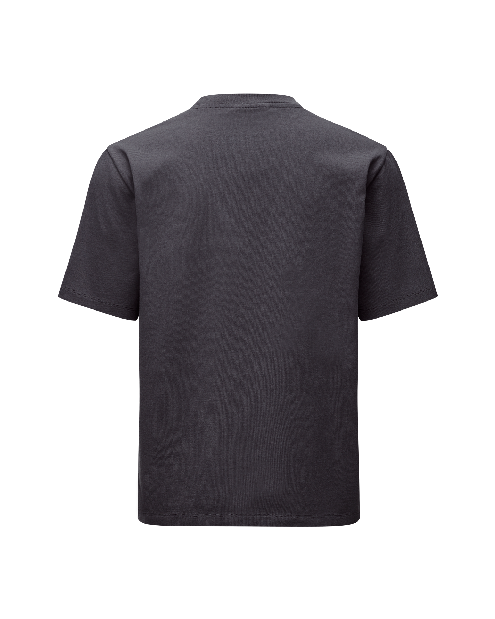 Grey Off-Race t-shirt, rear view with ribbed collar