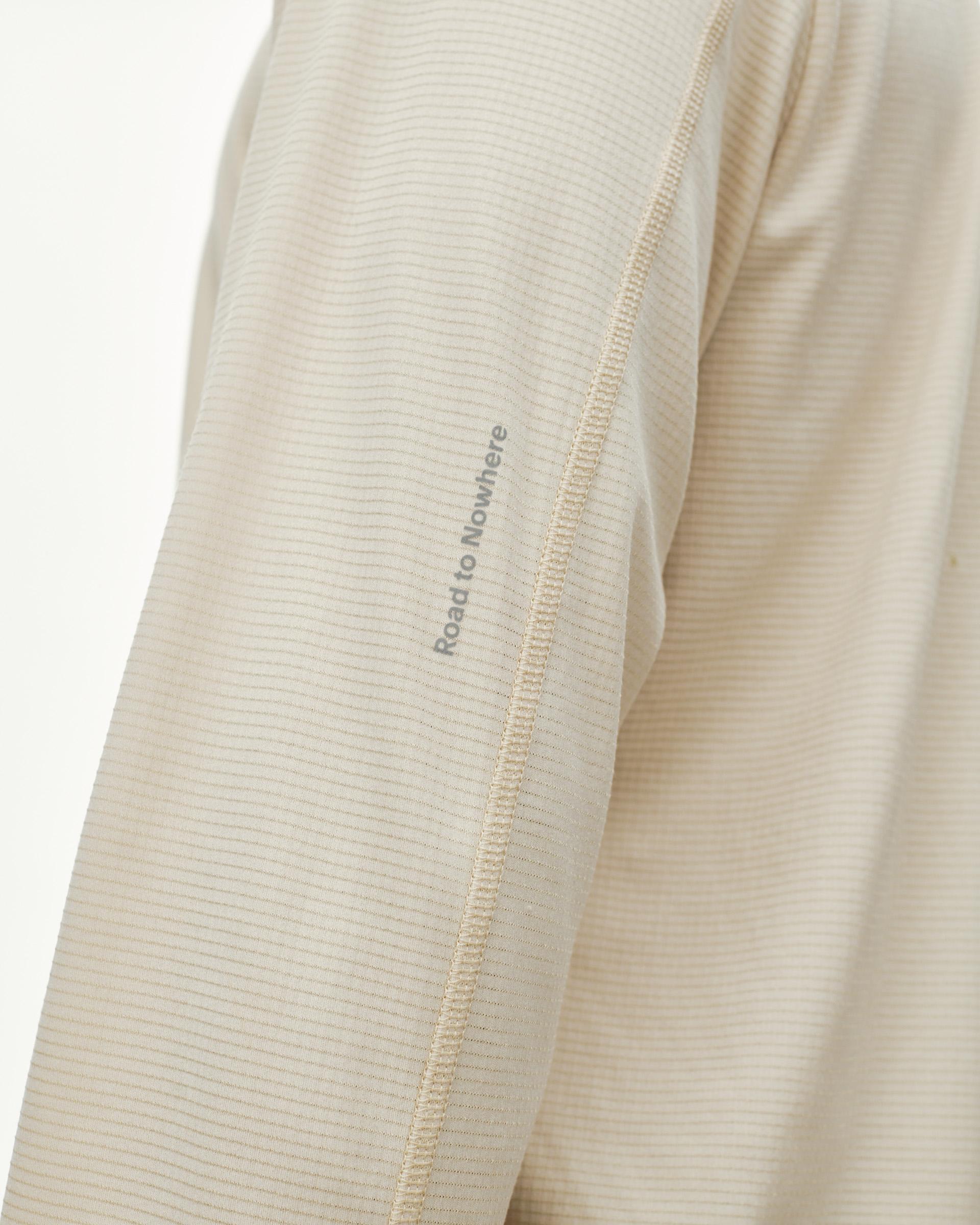 Sand Balance Long Sleeve T-Shirt, sleeve detail view with grey Road to Nowhere print and contrast seam