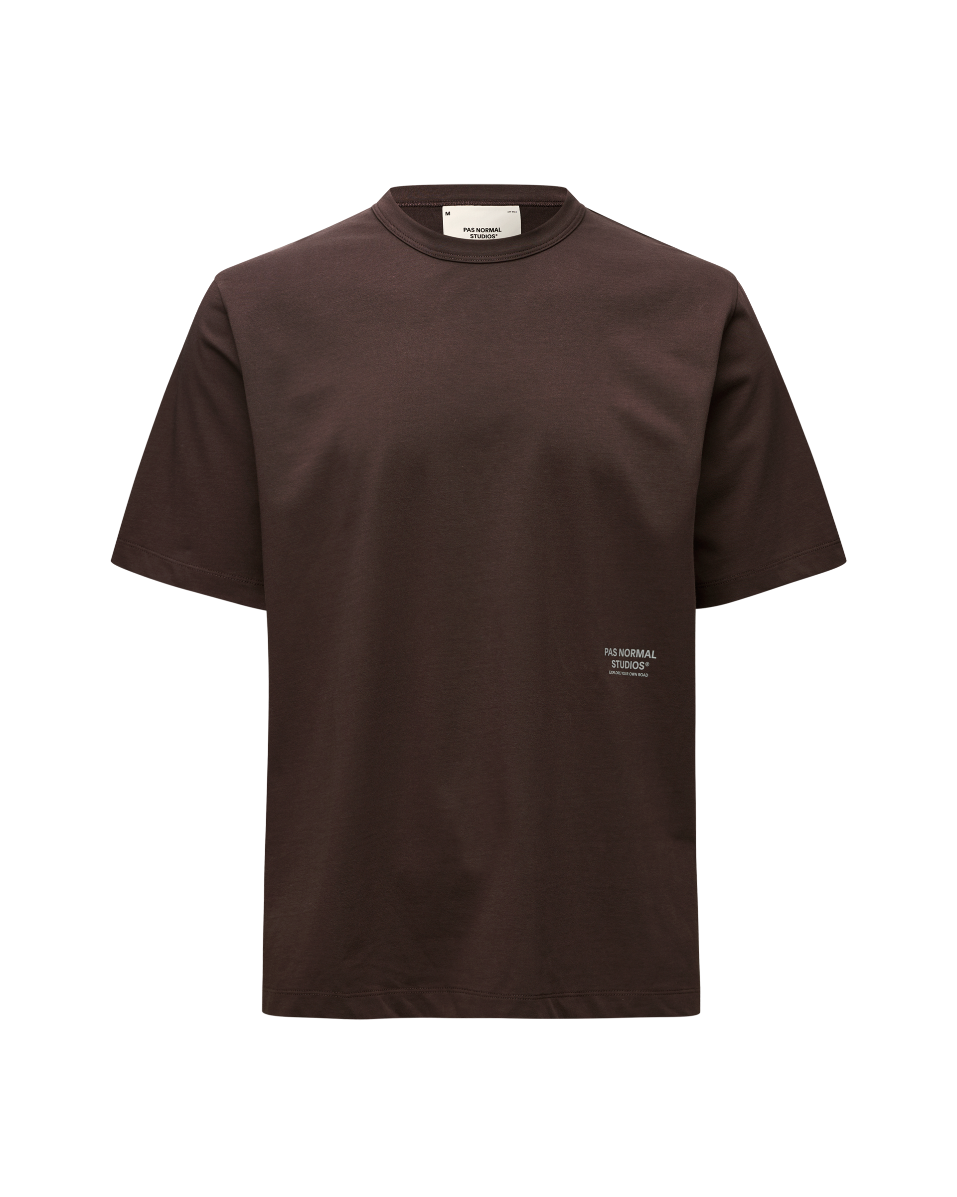 Dark Purple Off-Race Cotton Tech t-shirt, front flat lay with white hem logo